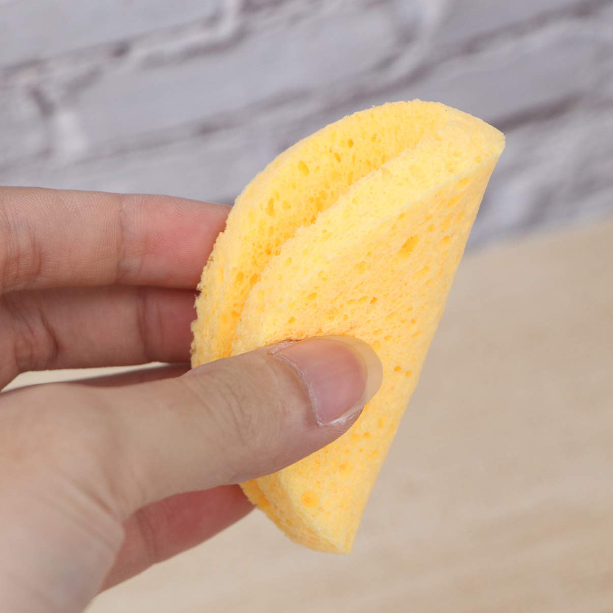 Lurrose 10 Pack Natural Cellulose Exfoliating Facial Sponges - Soft Makeup Remover & Cleansing Pads for Gentle Skin Care (Yellow) | Perfect for Daily Face Wash, Makeup Removal & Spa Routine