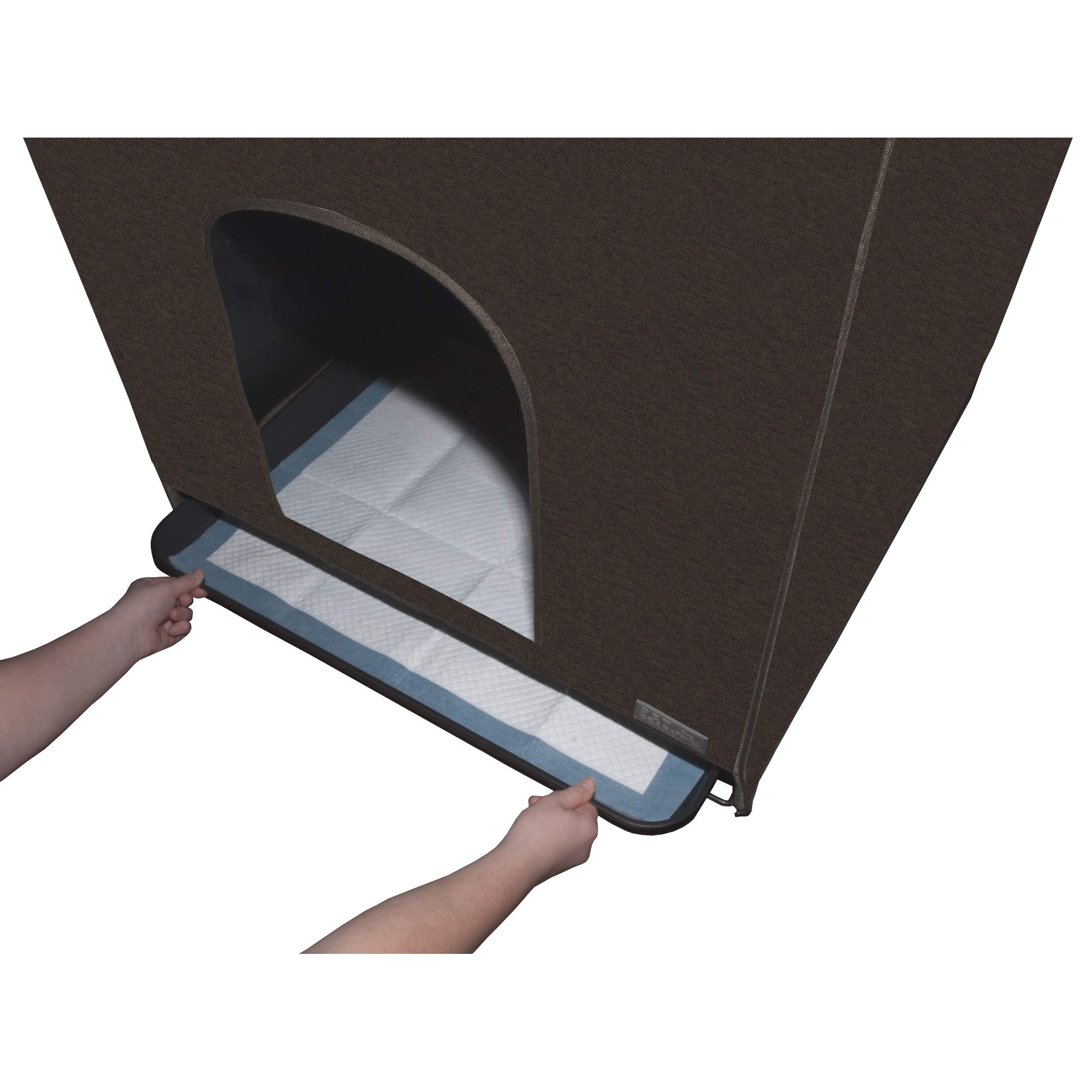 Pet Gear Pro Pawty Dog Potty Training Aid - Discreet Pee Pad & Grass Patch Cover with Removable Tray | Wall Guard Accessory for Extra Protection | Large Size in Espresso | Perfect for Indoor Puppy Training & Apartment Living