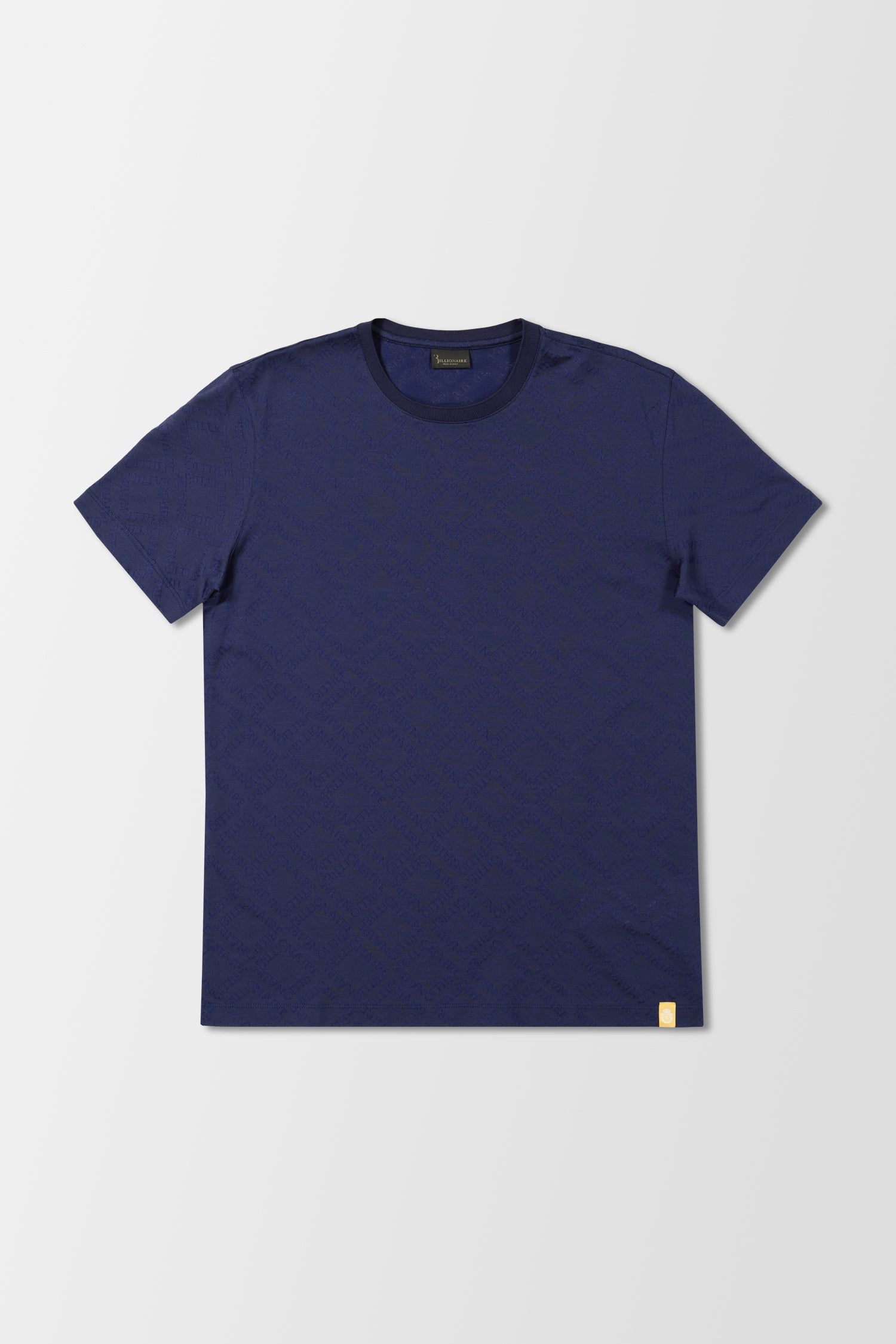 Billionaire Dark Blue Short Sleeve Statement T-Shirt for Men - Trendy Casual Streetwear for Everyday Wear & Social Events