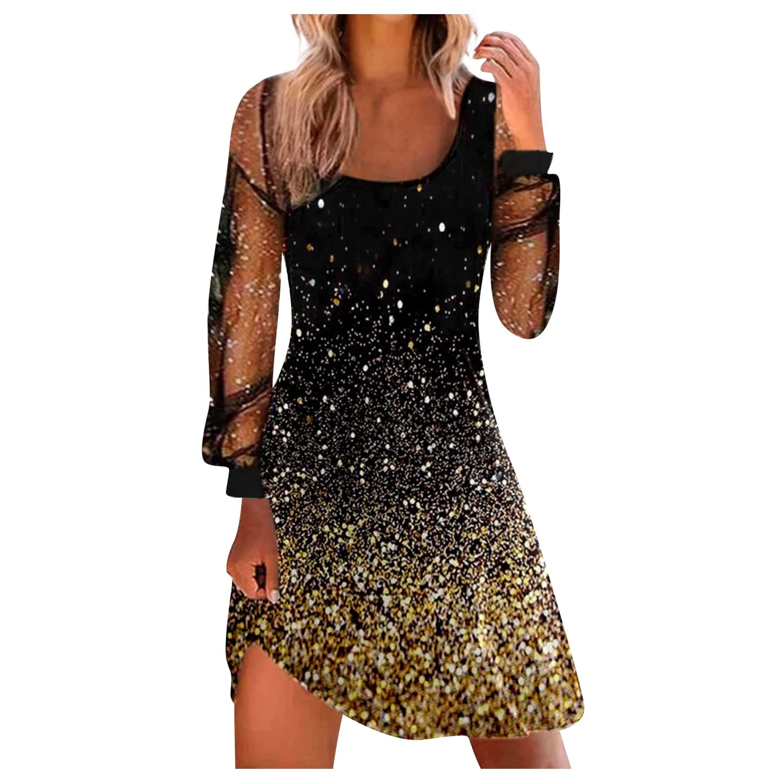 Elegant Vintage Tulle Dress for Women - Long Sleeve Square Neck Casual Spring Dress | Perfect for Date Nights, Weddings & Special Occasions