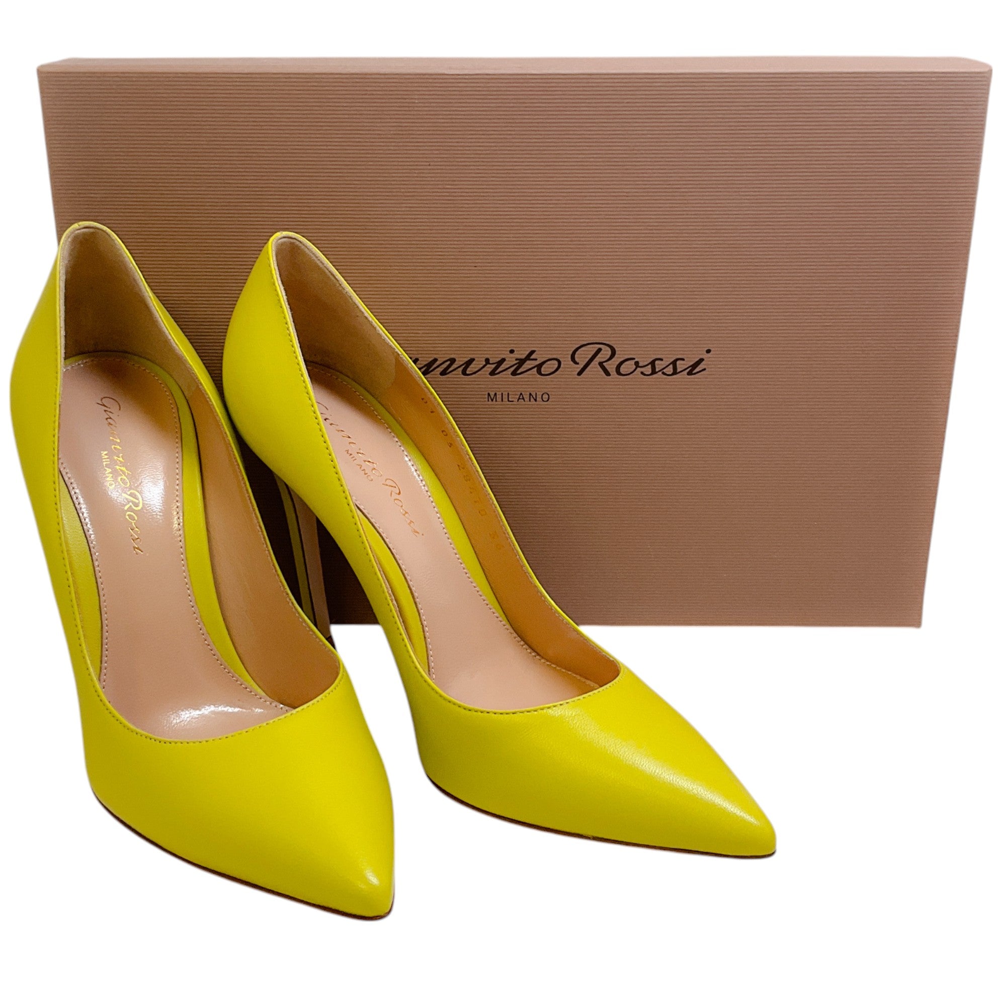 Gianvito Rossi Citron Cider Leather Gianvito 105 Pumps Women's High Heels - Perfect for Office, Party & Special Occasions