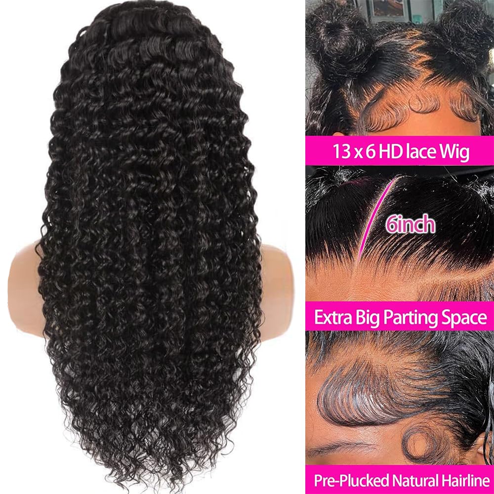 30 Inch 13x6 Lace Front Human Hair Wigs - Pre Plucked Deep Wave with Baby Hairline | Natural Looking Wigs for Women | Perfect for Daily Wear, Cosplay & Special Occasions