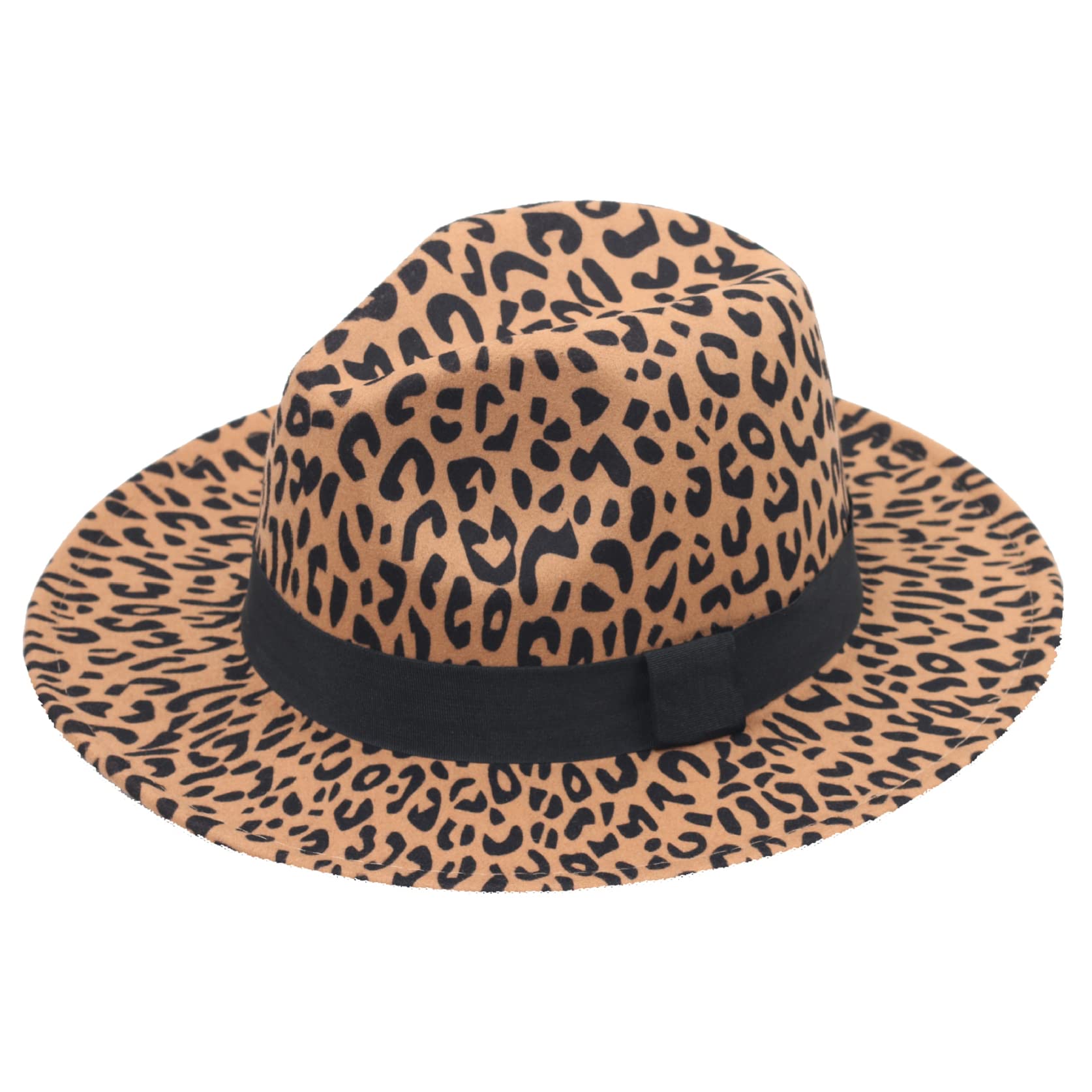 Stylish Faux Wool Leopard Print Fedora Hat for Women & Men - Vintage Wide Brim Jazz Cap for Party, Goth Fashion & Everyday Wear