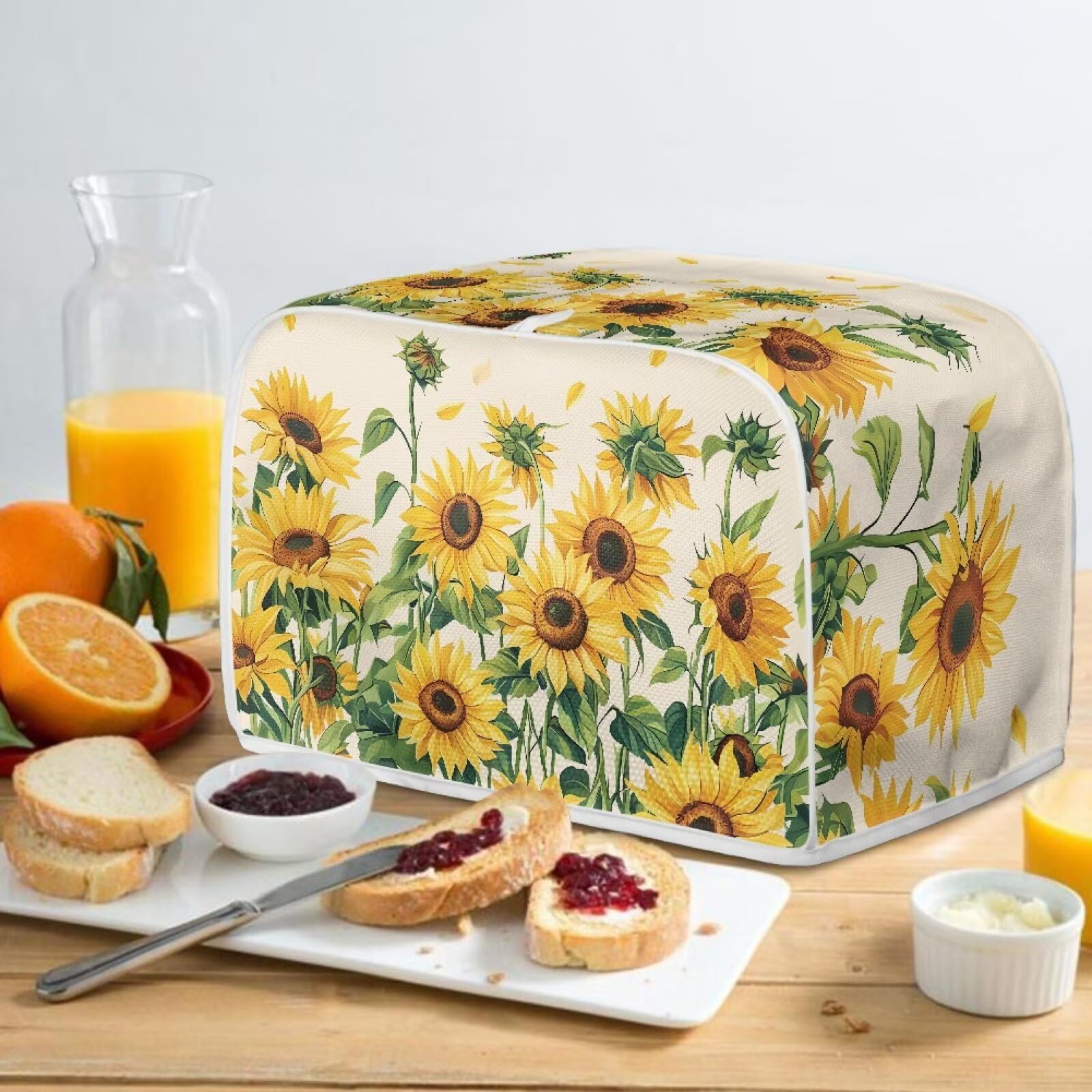 Sunflower Pattern 2-Slice Toaster Cover - Heat-Resistant Kitchen Appliance Protector & Dust Cover for Toaster Ovens - Cute Home Decor for Kitchens, Breakfast Nooks & Small Appliances