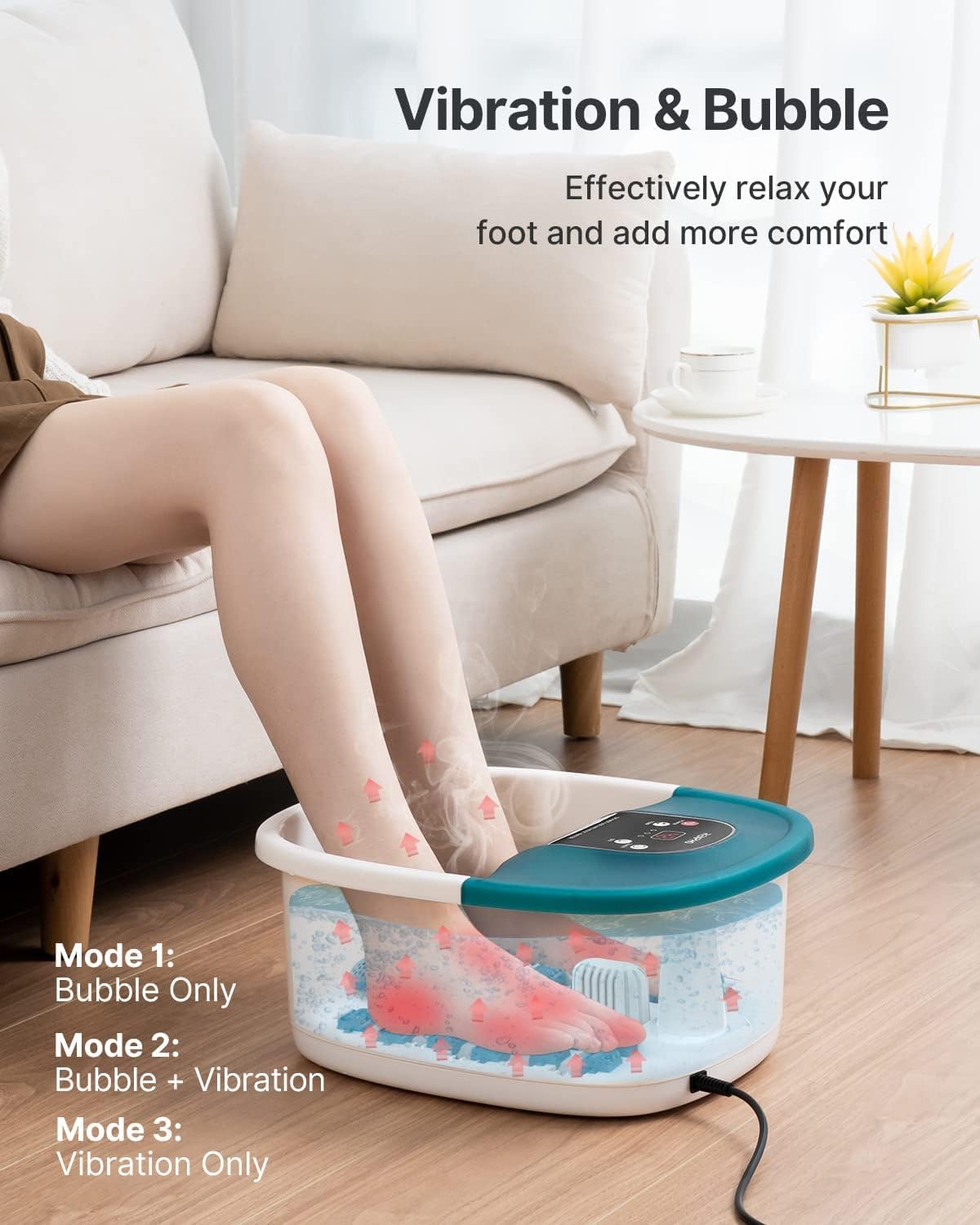 RENPHO Electric Foot Spa Massager with Heat, Shiatsu Rollers, Vibration & Bubbles - GFCI Protected Pedicure Foot Bath with Temperature Control & 22 Removable Massage Nodes - Perfect for Relaxation, Home Spa & Foot Care Therapy