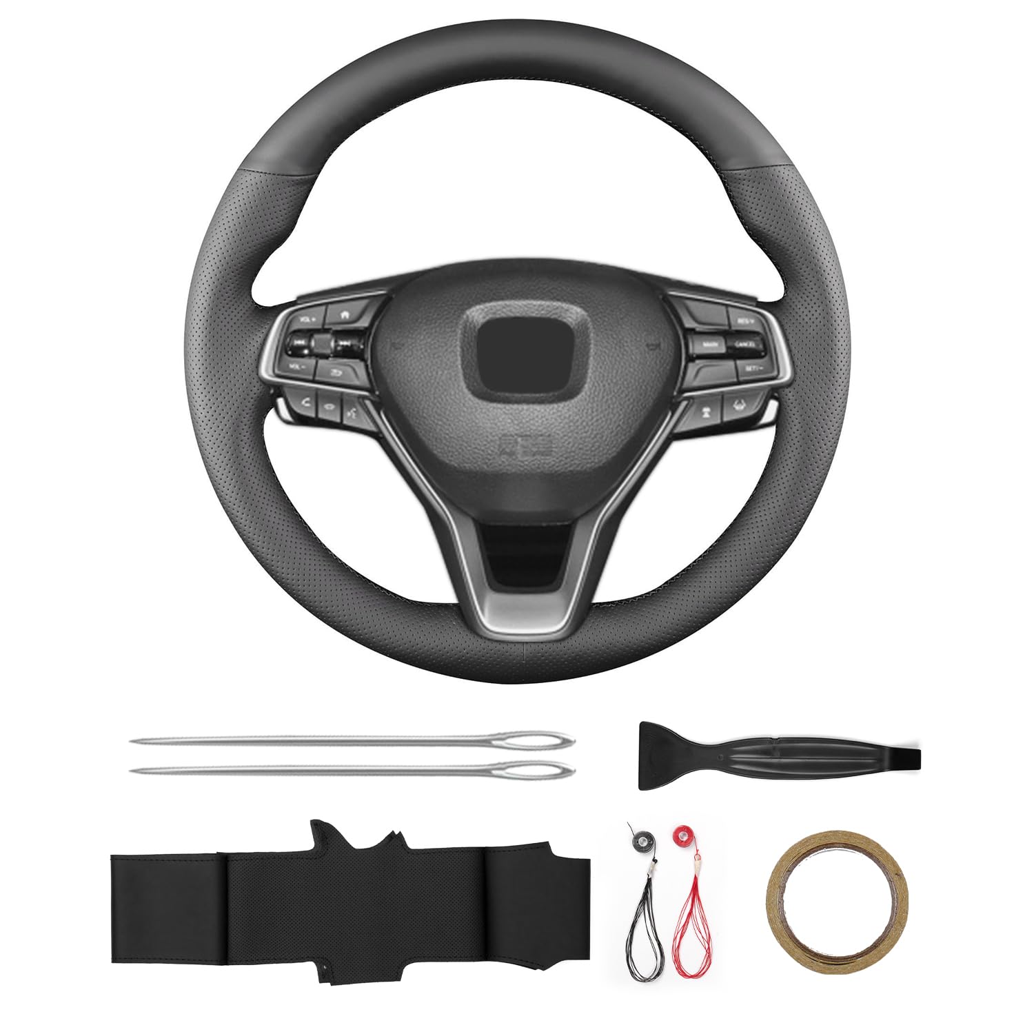 Premium Hand-Sewn Non-Slip Steering Wheel Cover - Microfiber Leather for Honda Accord 10th Gen (2018-2021) & Honda Insight (2019-2021) | Breathable Grip Enhancer | Perfect for Daily Commuting & Road Trips