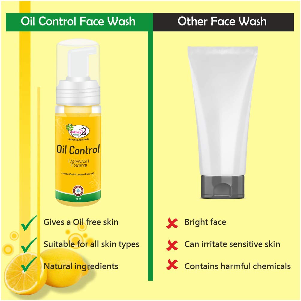 Sibley Oil Control Foaming Face Wash & Haldi Chandan Whitening Facial Cream Set - 150ml + 50gm for Men & Women - Acne Treatment & Brightening Skincare Routine - Daily Use for Oily & Dull Skin