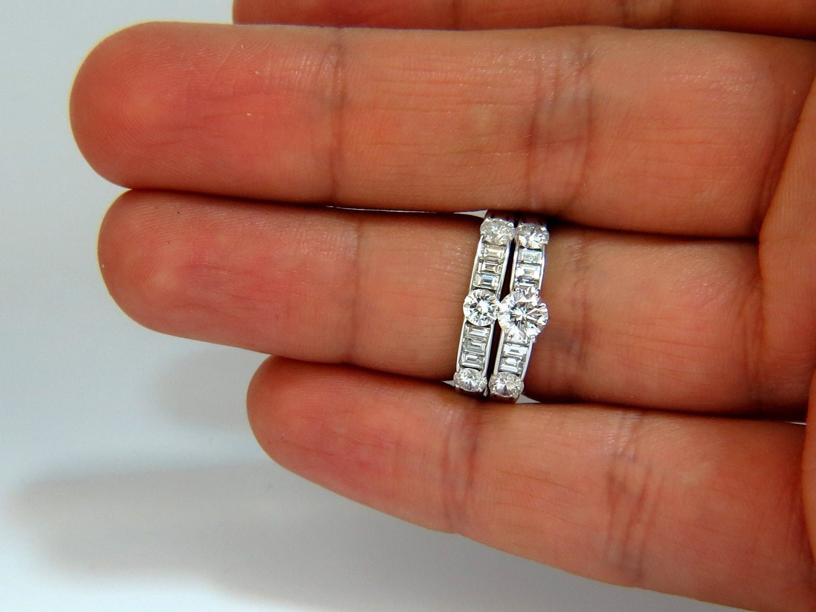 1.50CT Natural Diamonds Baguette & Round Cut Matching Engagement and Wedding Band Ring Set - Perfect for Proposals, Anniversaries, and Bridal Jewelry
