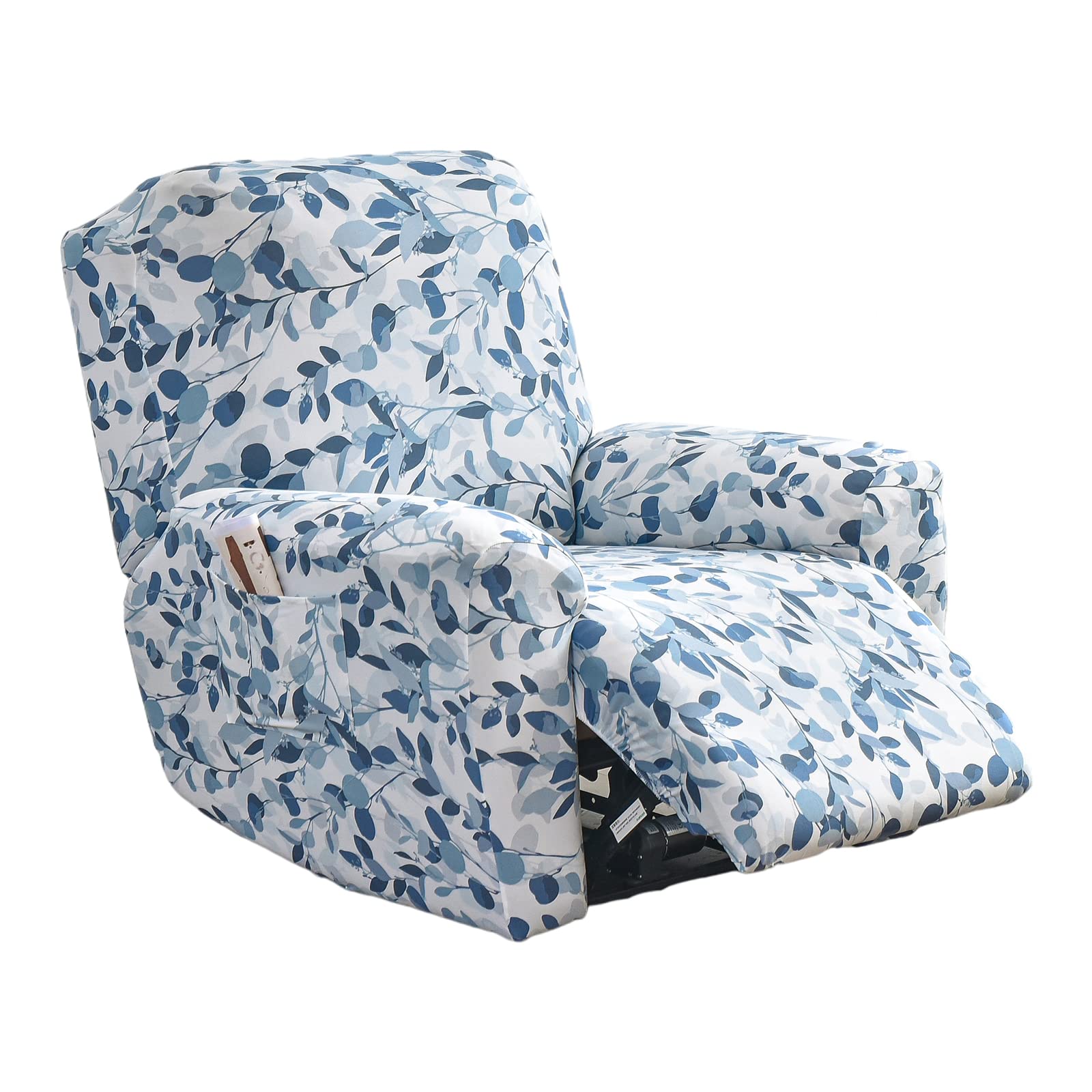 Stretch Recliner Slipcover for Lazyboy - 4 Piece Set with Side Pockets | Furniture Protector for Living Room, Home Theater & Office | Fits 1 Seat Recliner Sofa Covers