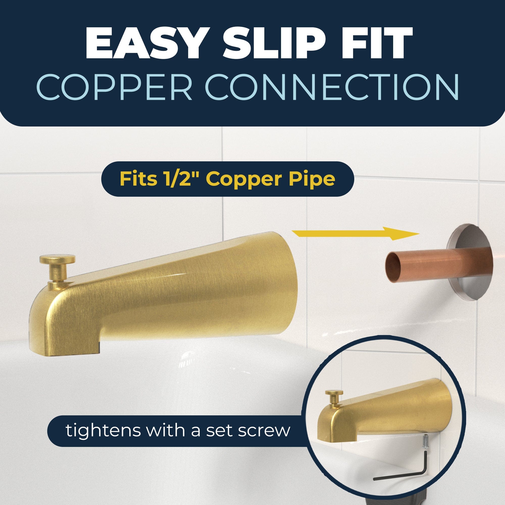 All Metal Tub Spout with Built-In Diverter - Premium Bathroom Faucet for Bathtub - Perfect for Home Renovation & Bathroom Upgrades