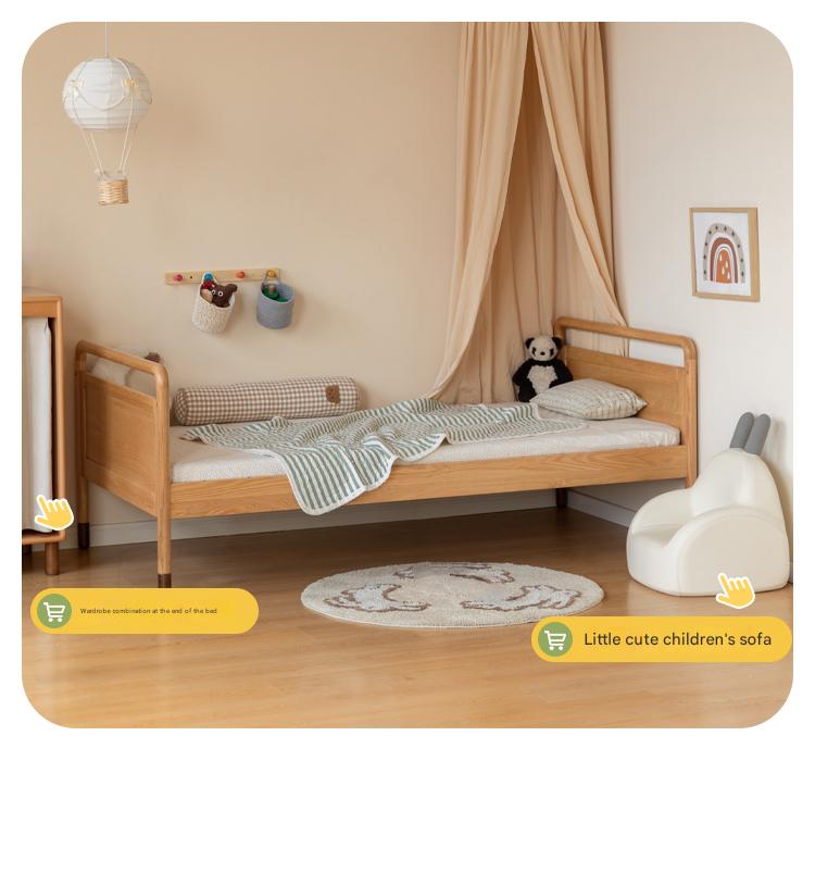 Premium Oak Solid Wood Toddler Bed - Convertible, Multi-Functional Kids Bed with Safety Rails | Perfect for Nursery, Daycare & Small Bedrooms