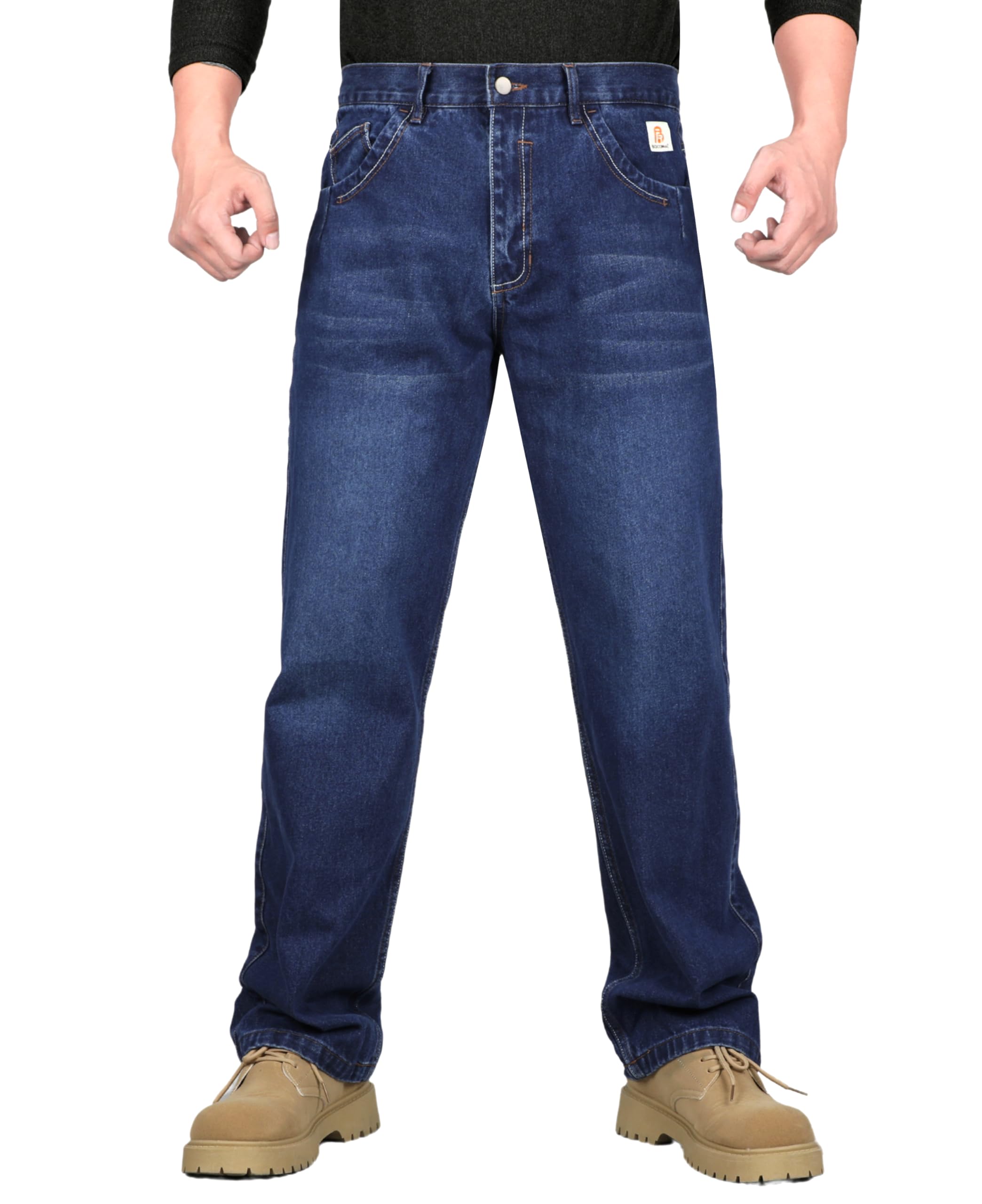 BOCOMAL FR Pants for Men - Flame Resistant Work Jeans 14oz Heavy Duty Washed Denim - Perfect for Construction, Welding & Industrial Safety Workwear