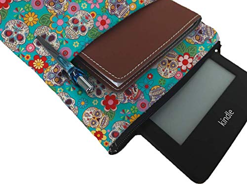 Skulls & Flowers Book Sleeve - Protective Cover for Hardcover & Paperback Books - Perfect Gift for Book Lovers - Ideal for Reading, Travel, and School Use