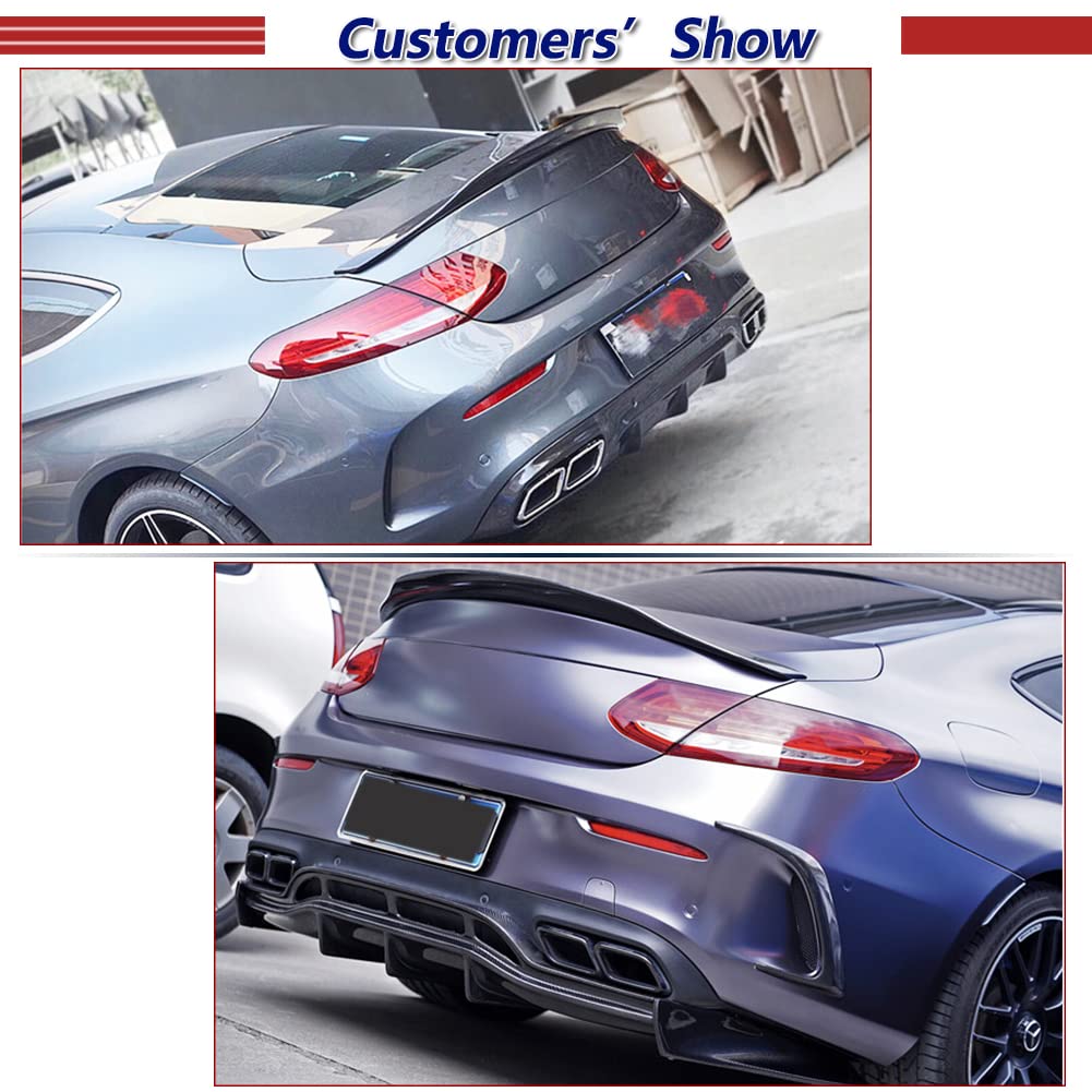 Carbon Fiber Trunk Spoiler for Mercedes Benz C Class W205 C205 Coupe 2014-2019 | C180 C200 C250 C300 C350 C63 C43 AMG | High Kick Rear Wing Lip | Enhances Aerodynamics & Sporty Look | Perfect for Street Racing & Car Shows