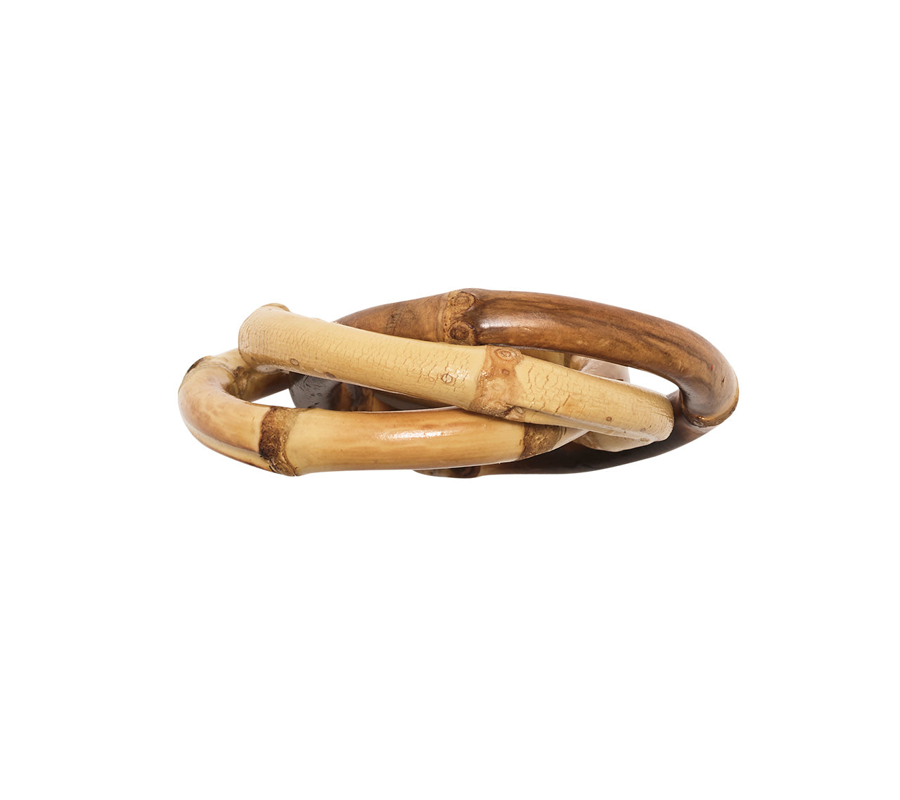 Natural Bamboo Trinity Napkin Rings - Set of 4 for Elegant Table Setting, Wedding Decor & Holiday Dinner Party