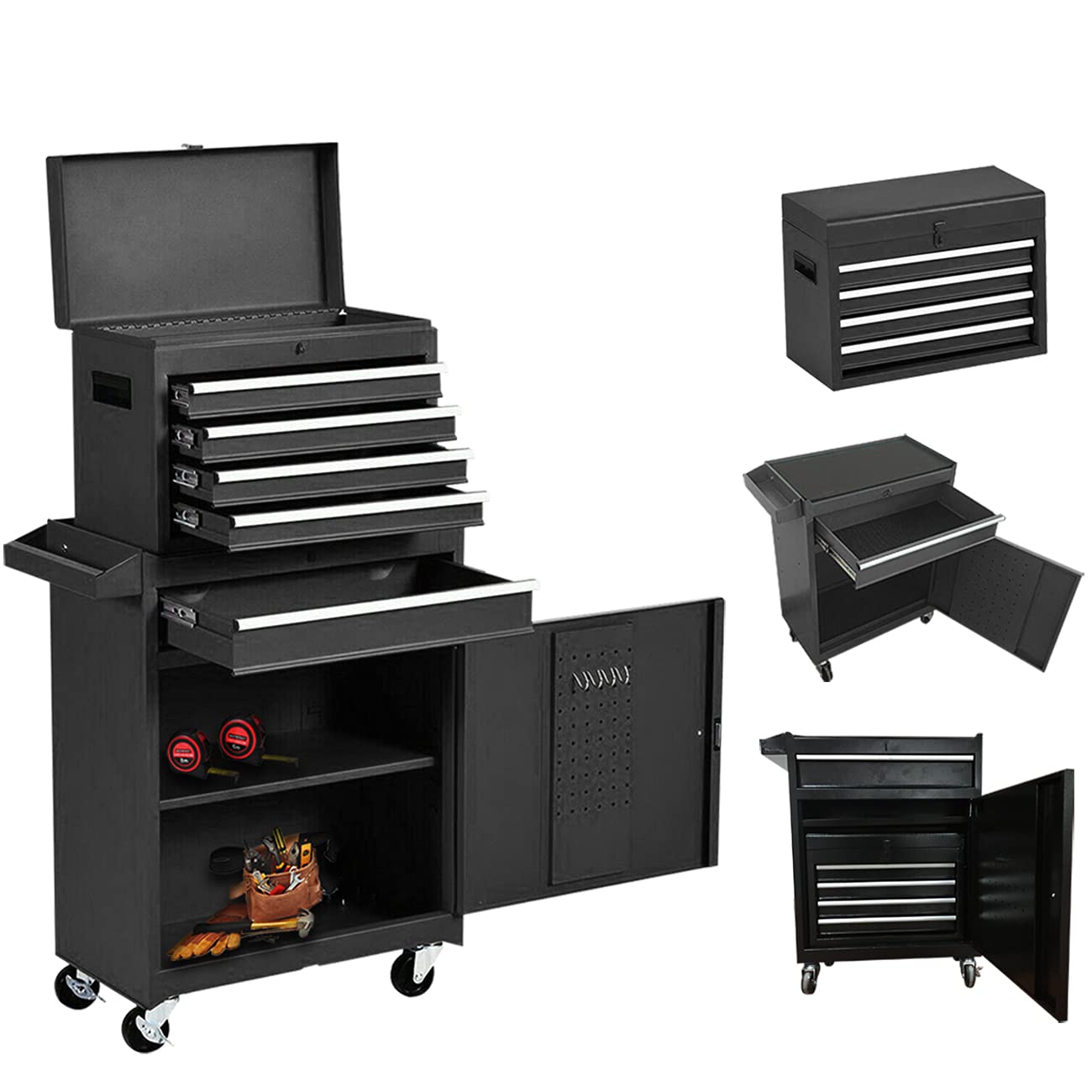 5-Drawer Rolling Tool Chest - Heavy Duty Mobile Tool Storage Organizer with Wheels, Lockable Drawers & High Capacity for Garage, Workshop & DIY Projects (Black) - Perfect for Mechanics, Carpenters & Home Improvement
