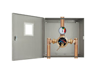 Leonard LF Single Drench or Combination Emergency Shower Thermostatic Mixing Valve with Recessed Stainless Steel Cabinet Assembly - 20 GPM Flow Rate (Model TM 600 LF RSS) - Ideal for Laboratories, Industrial Facilities and Emergency Safety Stations