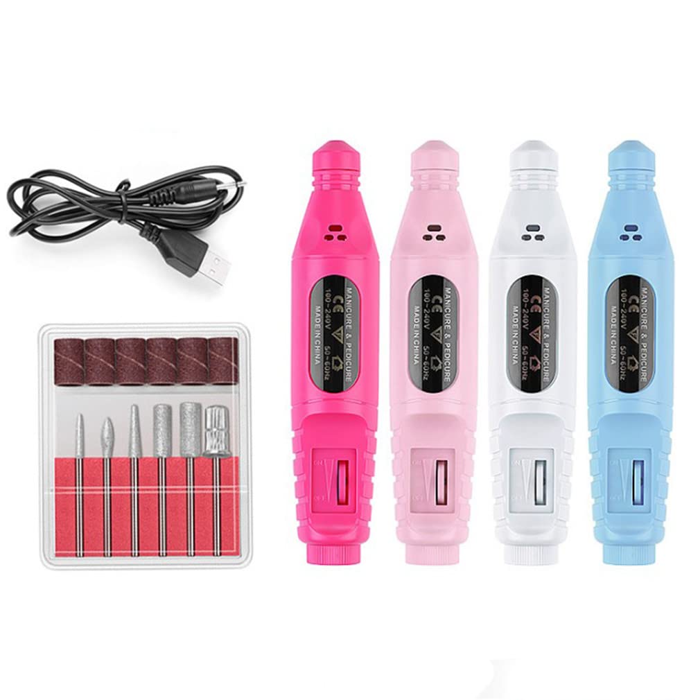 Professional Electric Nail Drill Kit - USB Portable Manicure Pedicure Machine for Acrylic Nails, Polishing, Shaping & Exfoliating | Perfect for Home & Salon Nail Care (Pink)
