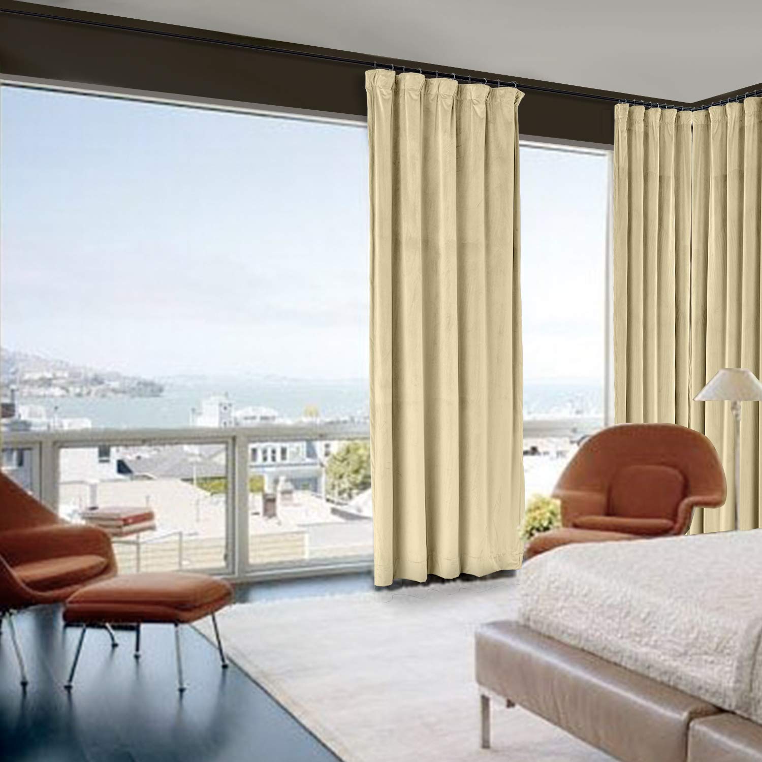 Premium Blackout Curtains for Bedroom - Thermal Insulated Solid Velvet Drapes, Extra Wide Room Darkening Window Panels (100x96 Inches, 1 Panel) - Perfect for Home Theater, Nursery & Light-Sensitive Sleepers