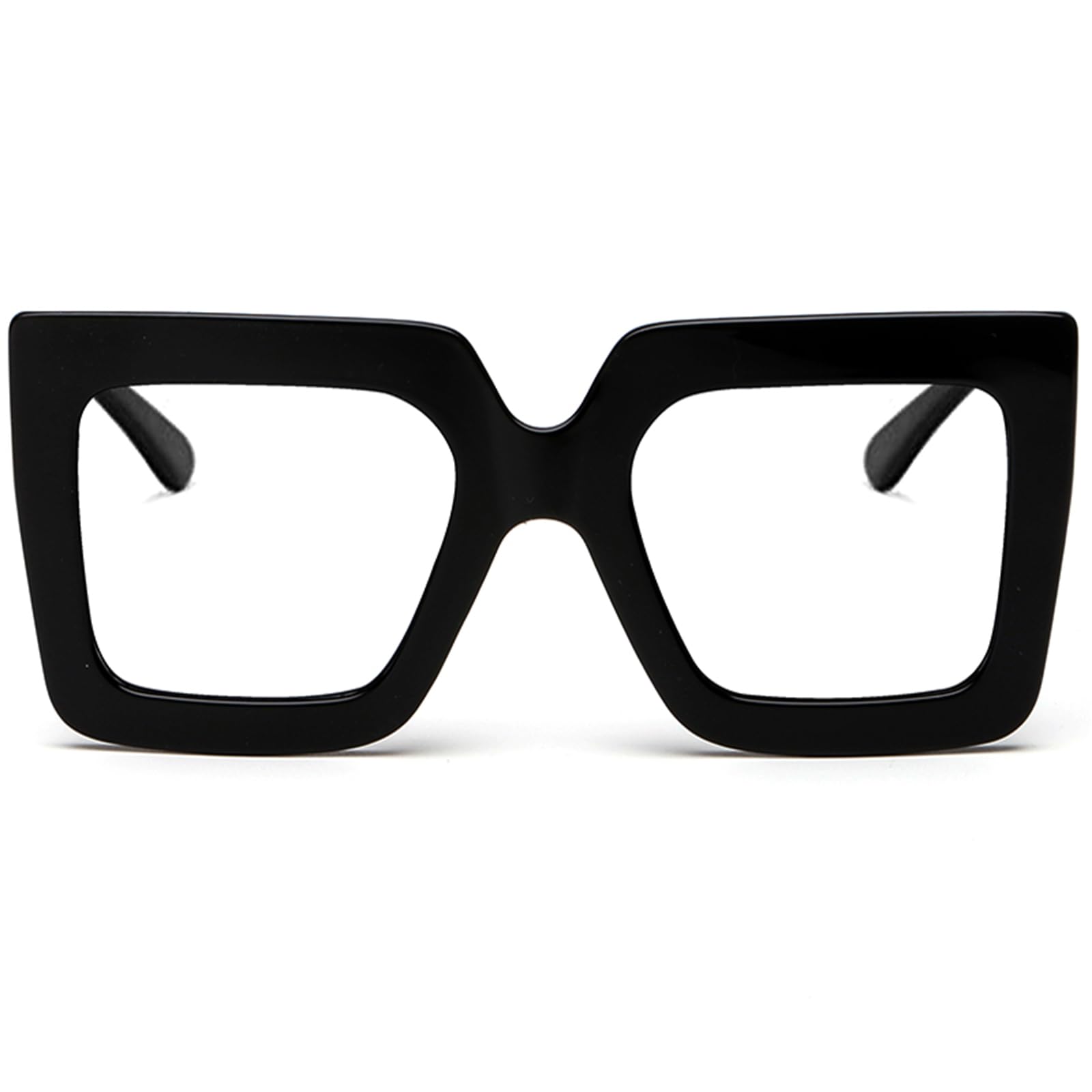 Stylish Oversized Blue Light Blocking Glasses for Women - Thick Square Frame Computer Eyewear, Non-Prescription Reading Glasses (Black) | Perfect for Office Work, Gaming & Screen Time Protection
