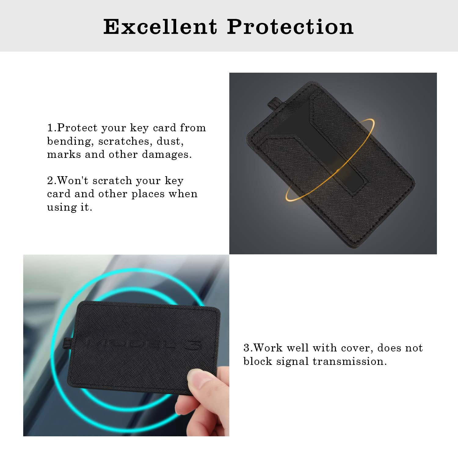 Tesla Key Card Holder Cover Case Protector with Keychain - PU Leather Accessory for Tesla Model 3/Y/S/X (Black) | Premium Protection for Your Tesla Key Card | Perfect for Daily Commute & Road Trips