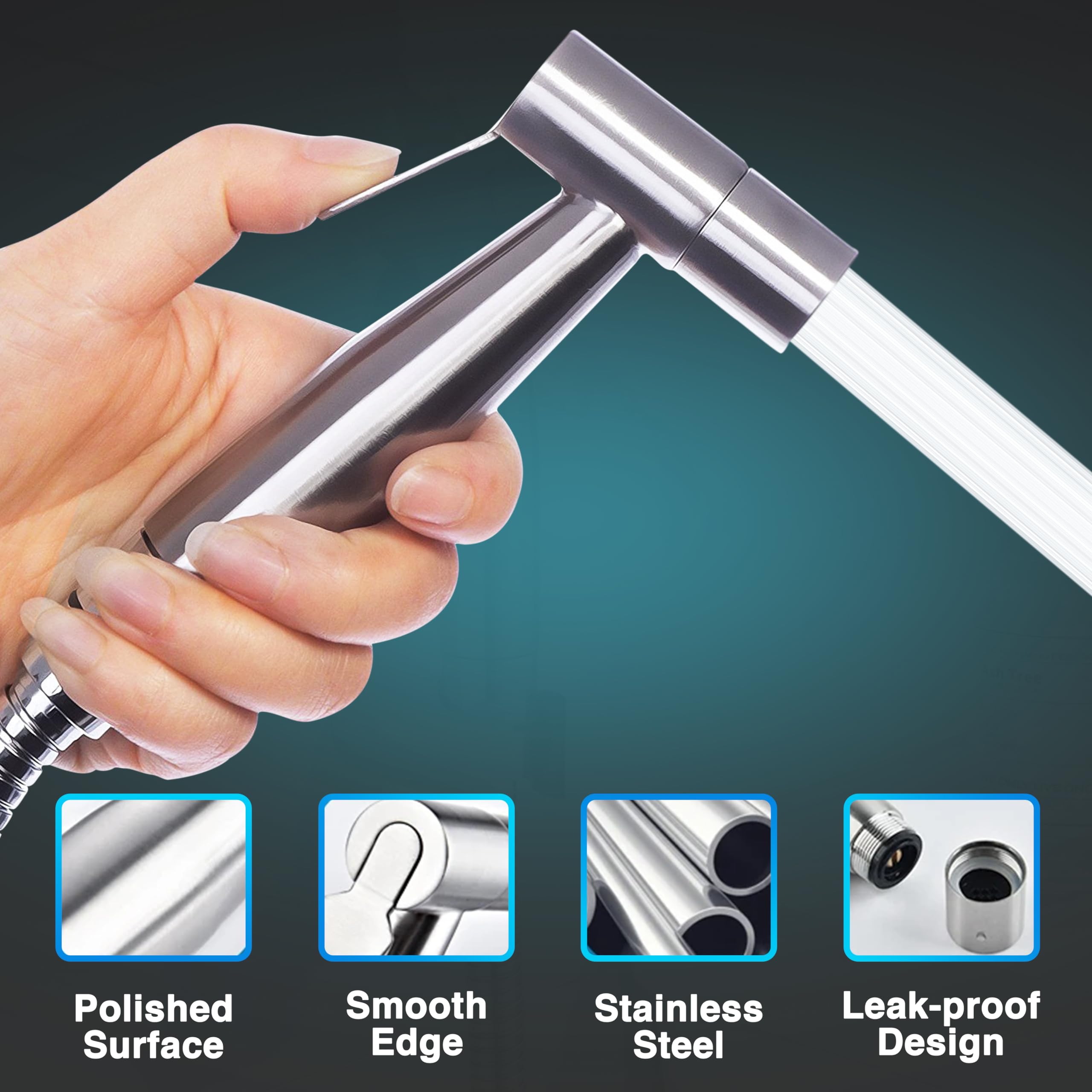 VIVIXA Adjustable Handheld Bidet Sprayer for Toilet - Stainless Steel Bidet Jet Spray Shower with Rear & Feminine Wash - Perfect for Personal Hygiene, Cloth Diaper Cleaning, and Pet Shower - Ideal for Bathroom, Baby Care, and Pet Grooming