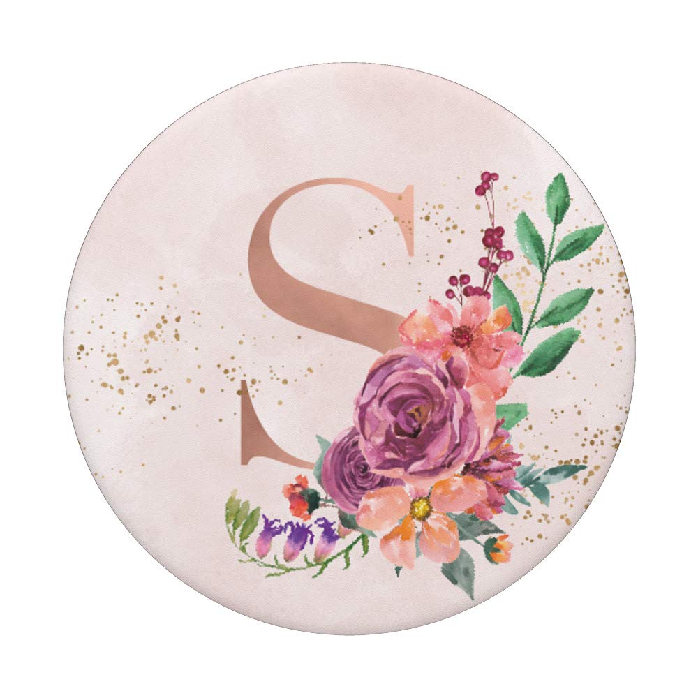 Purple Plum Orange Flowers Rose Pink Monogram Letter S - Personalized Initial for Home Decor, Gifts & DIY Crafts