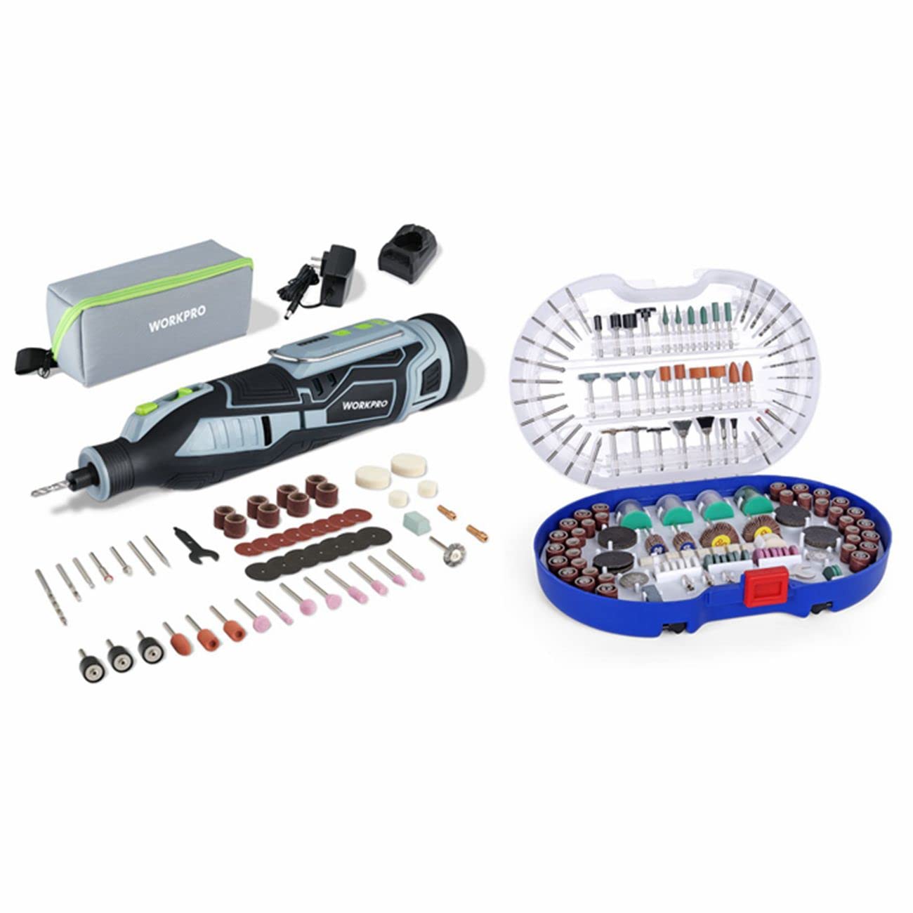 WORKPRO 12V Cordless Rotary Tool Kit with 114+276 Accessories - Multi-Purpose Rotary Tool for DIY, Woodworking, Metal Engraving & Craft Projects - Includes Easy Change Attachments & Storage Case