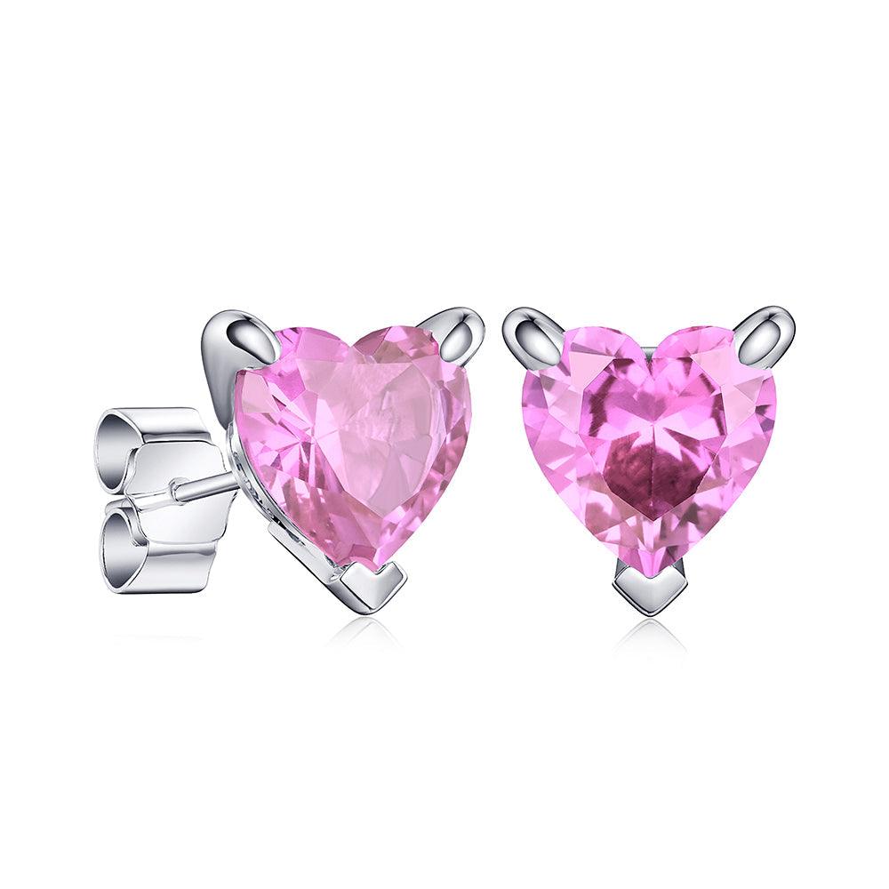 1 CT Heart Shaped Birthstone Stud Earrings - Genuine Gemstone Jewelry for Women, Perfect Gift for Anniversary, Valentine's Day & Mother's Day - Elegant Everyday Wear & Special Occasions