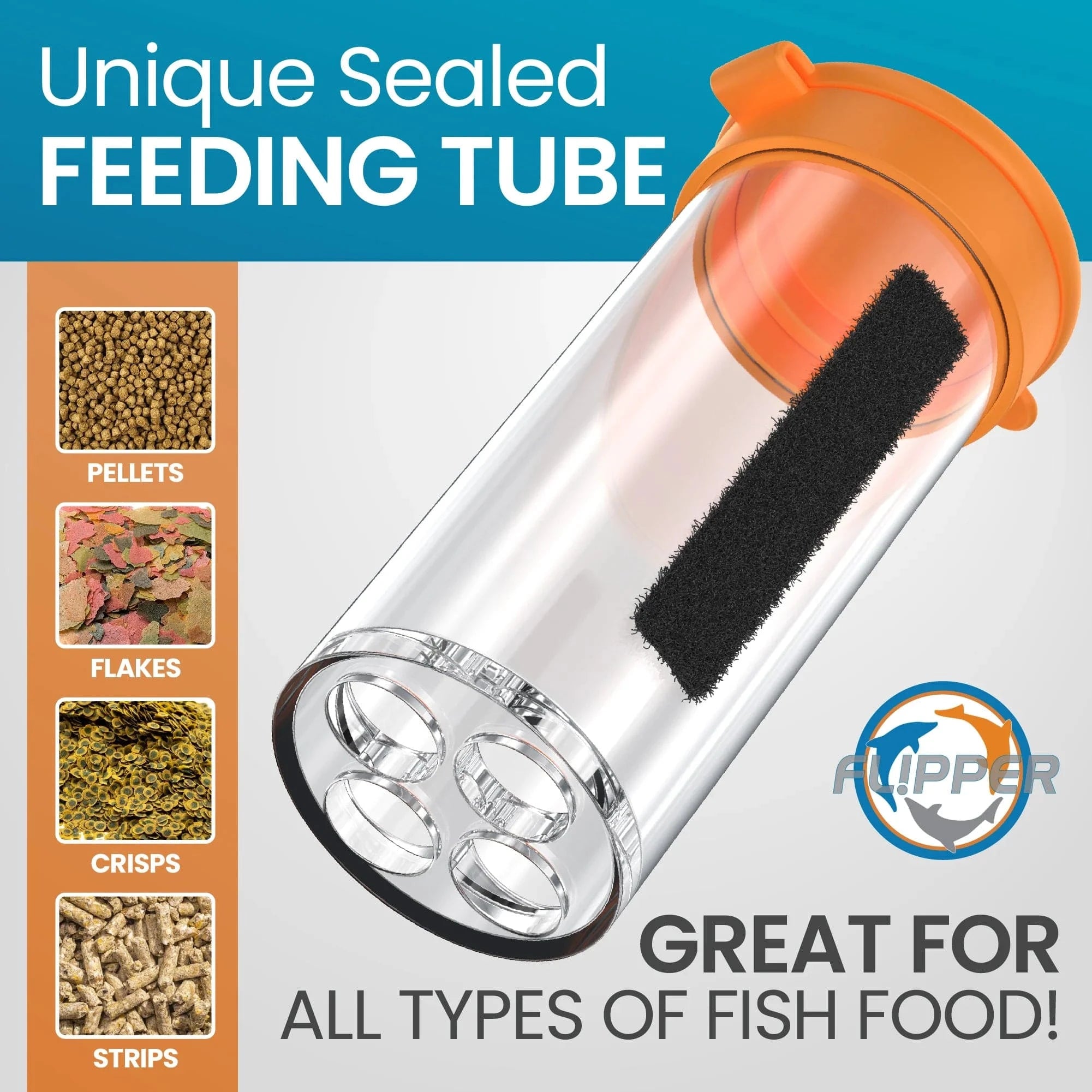 Premium Aquarium Fish Feeding Kit with Flipper - Automatic & Manual Fish Food Dispenser for Freshwater & Saltwater Tanks - Perfect for Home, Office, or Classroom Aquariums