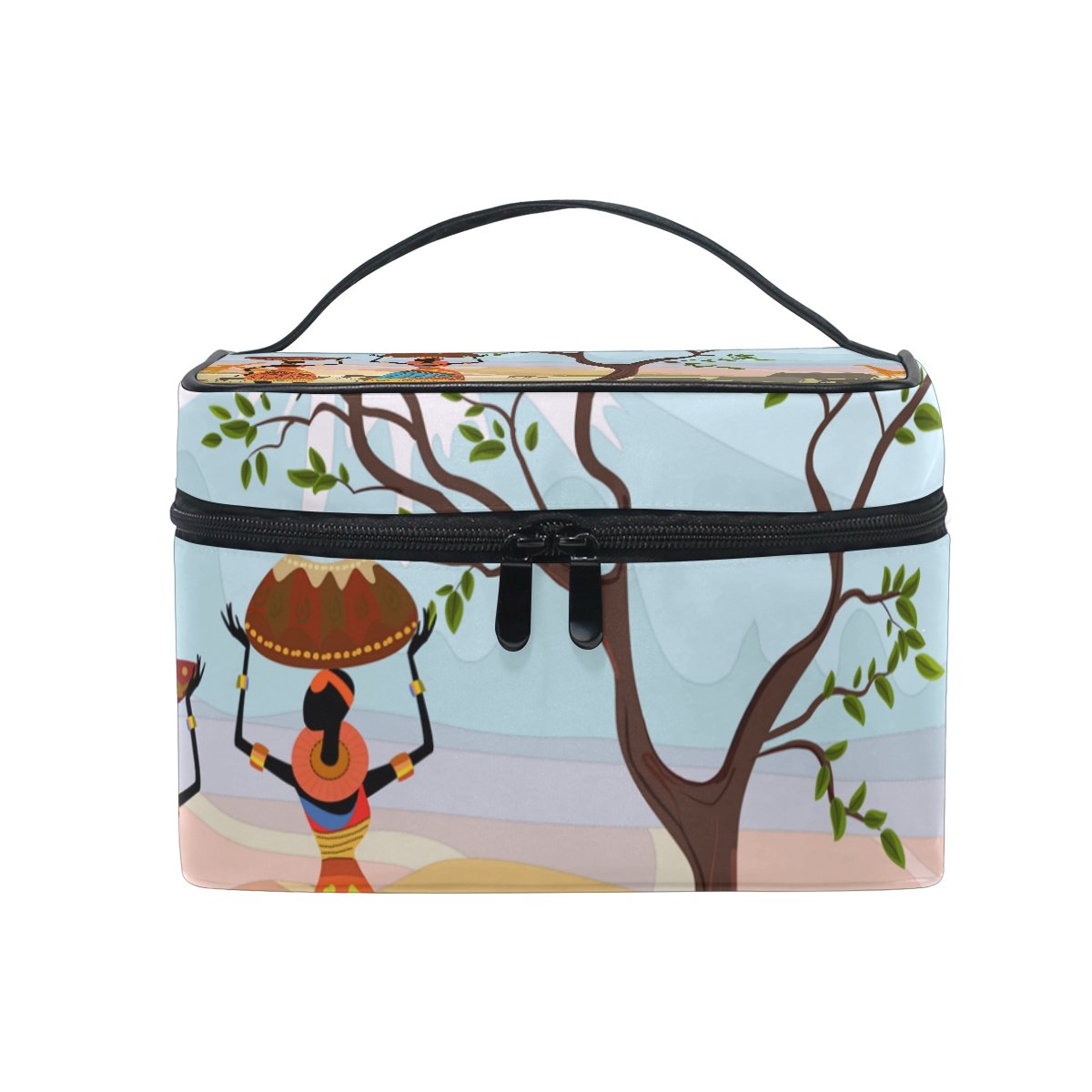 African Tribal Print Travel Makeup Bag - Waterproof Cosmetic & Toiletry Organizer Case for Women - Perfect for Vacation, Gym, Business Trips & Daily Essentials Storage