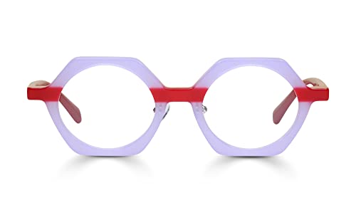 Milky Lavender and Red Front With Milky Red Temples