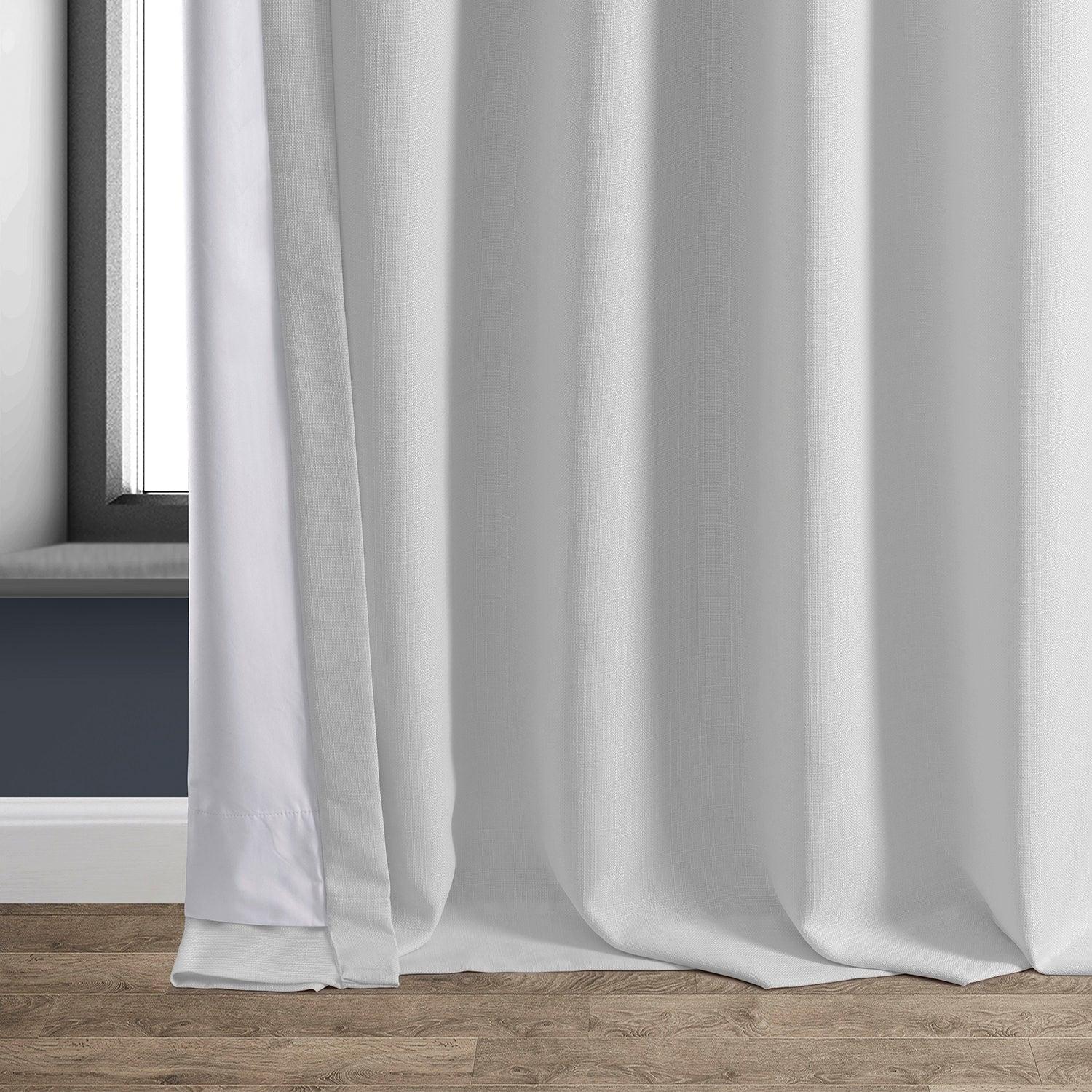 Mission White Faux Linen Blackout Curtains for Bedroom & Living Room - Thermal Insulated Room Darkening Drapes for Hotels, Home Theater, and Nursery