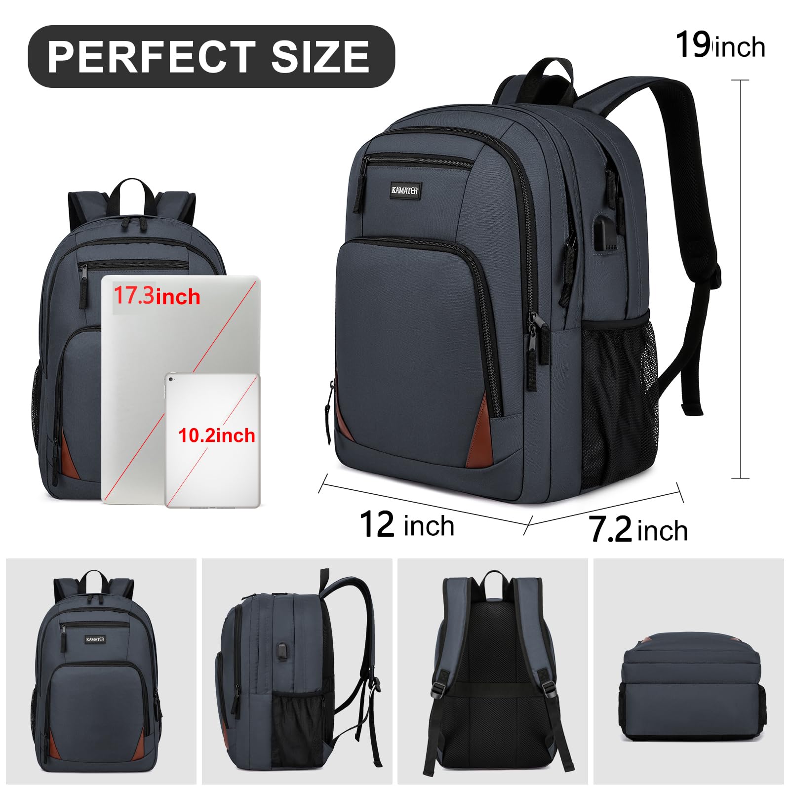Stylish Black Backpack for School & Travel - 17.3 Inch Laptop Bookbag with Multiple Compartments for Teens, College Students & Professionals | Perfect for High School, University, Work & Daily Commute