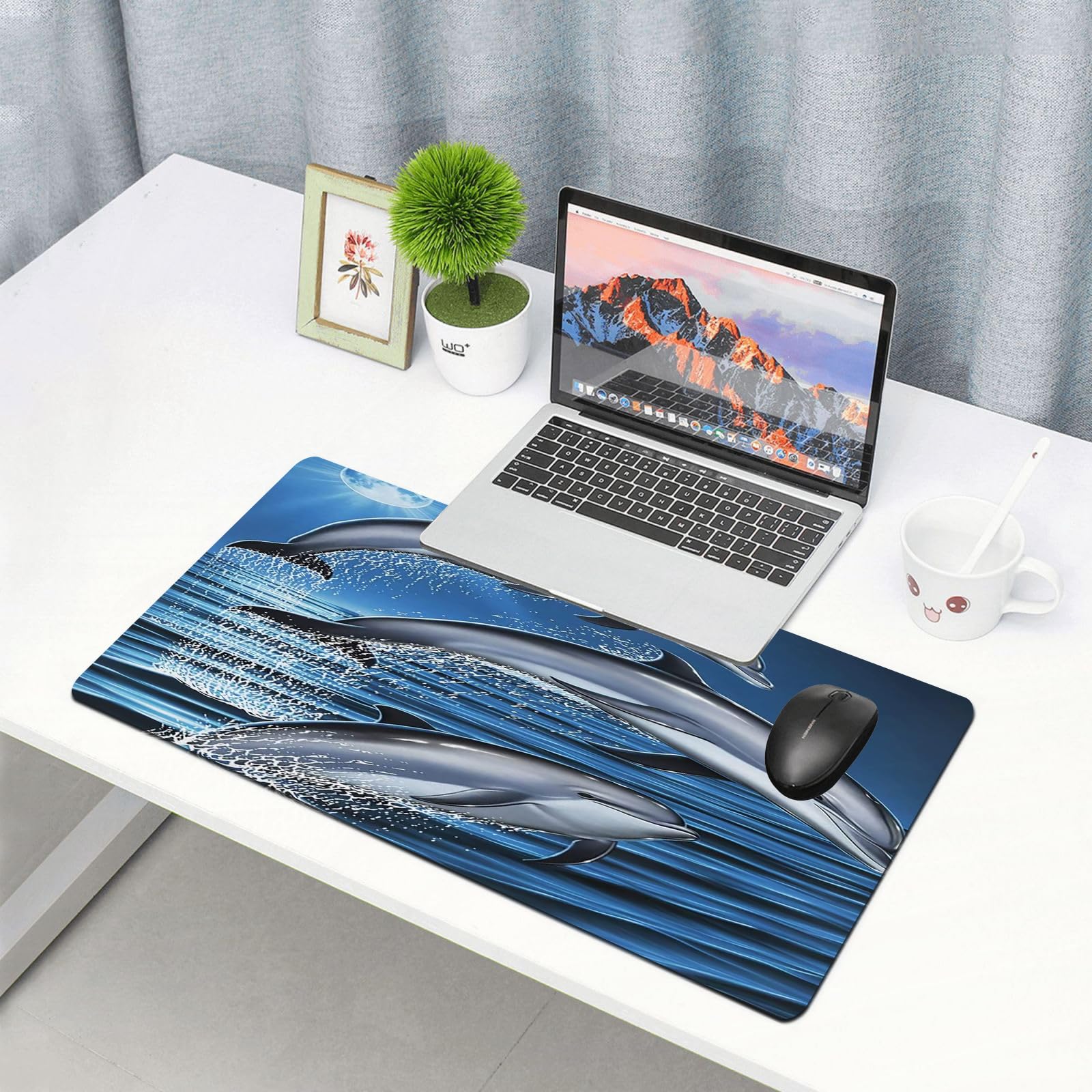 Premium XXL Gaming Mouse Pad - Non-Slip Waterproof Dolphins Ocean Design - Extra Large Desk Mat for PC Gaming & Office Work - Perfect for Esports, Streaming & Professional Workspaces