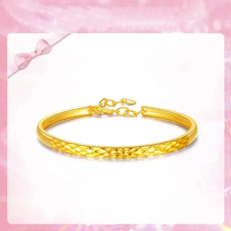 24K Pure Gold Bracelet 999 Solid Gold Bangle - Upscale Romantic Classic Jewelry for Women | Perfect for Weddings, Anniversaries & Special Occasions | Trendy 2023 Collection