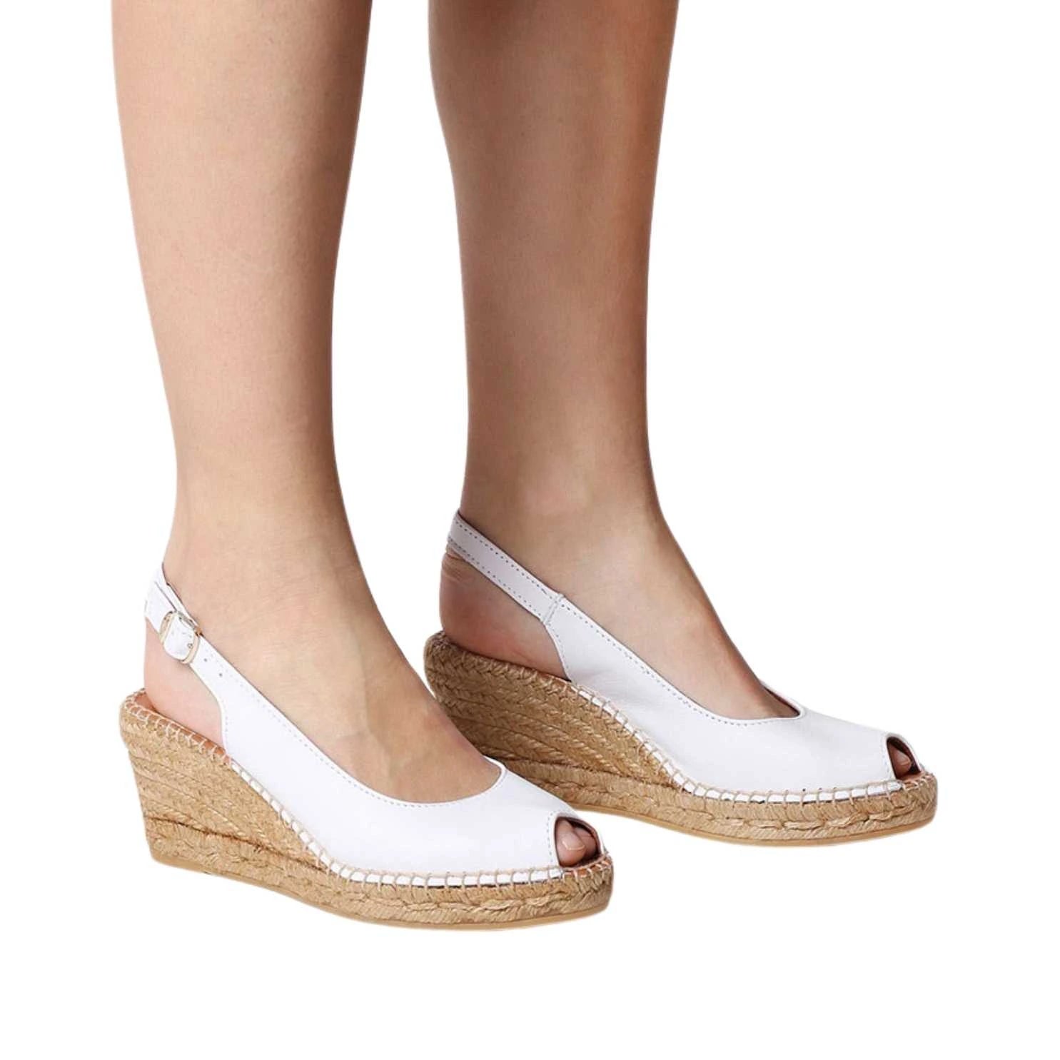 Women's Plain Leather Wedge Espadrilles - Comfortable Summer Sandals for Beach, Vacation & Casual Outings | Croacia