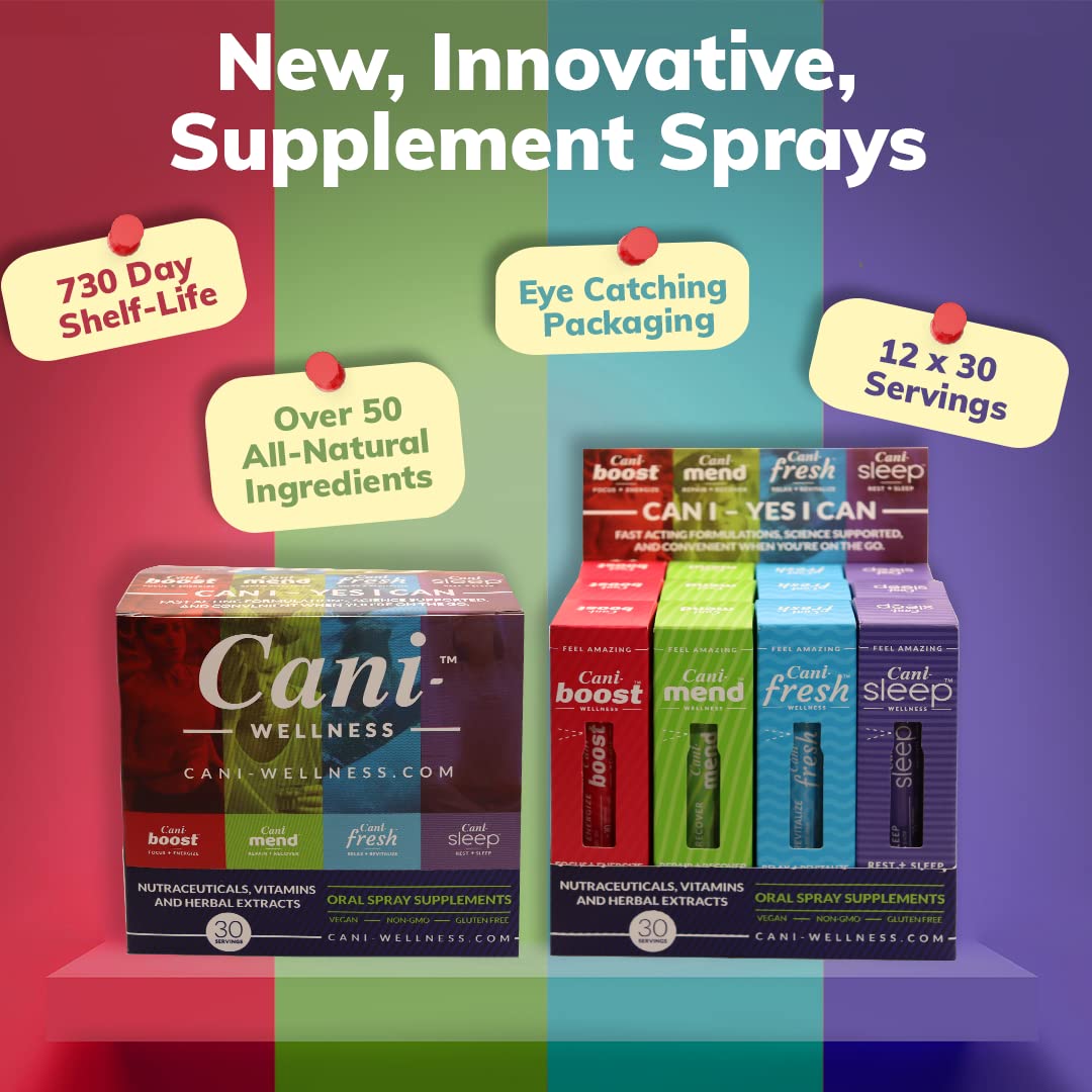 Can-i Wellness Variety 12-Pack Oral Spray - Fast-Acting Vitamin & Herbal Supplement for Energy, Sleep & Stress Relief - Perfect for Travel, Gym & Daily Wellness Routine
