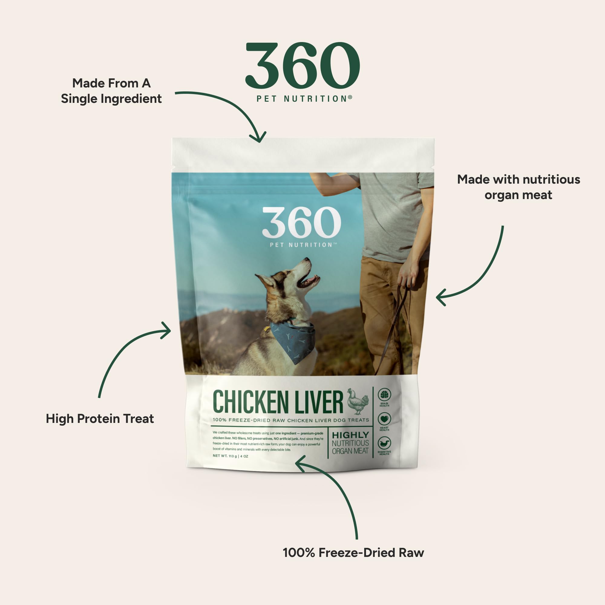 Freeze-Dried Raw Chicken Liver Treats for Dogs & Cats - Single Ingredient, High Protein, Grain-Free, All-Natural Dog & Cat Snacks - Made in USA, 4 oz - Perfect for Training, Rewards & Healthy Treats - Premium Quality Pet Nutrition