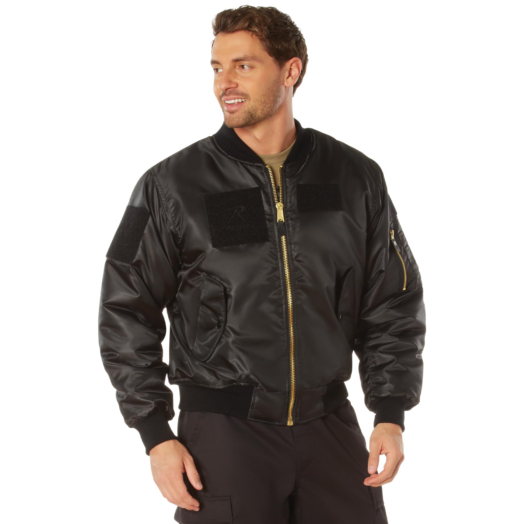 Rothco Classic Cold Weather Bomber Flight Jacket with Morale Patches - Warm Aviator Jacket for Men & Women - Perfect for Winter Outdoor Activities, Military Enthusiasts & Aviation Lovers