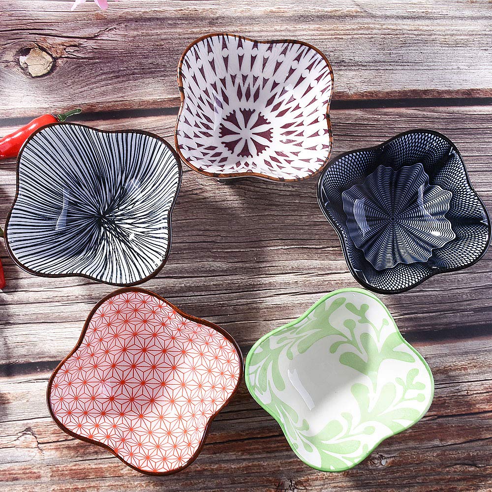Premium Ceramic Soy Sauce Dishes Set of 5 - Small Dipping Bowls for Sushi, Ketchup, BBQ & Seasoning - Perfect for Asian Cuisine, Restaurants & Home Dining