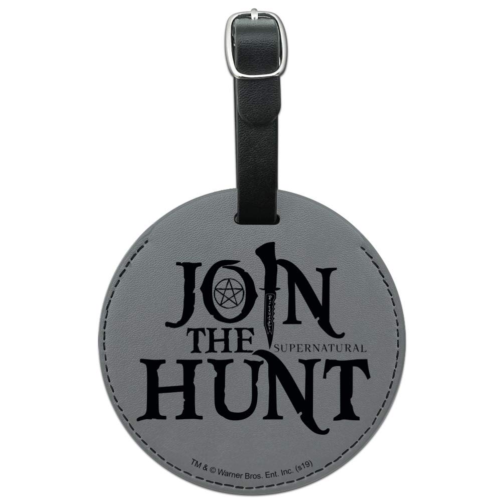 Supernatural Join The Hunt Round Leather Luggage Tag - Personalized Carry-On ID Tag for Suitcases & Travel Bags - Perfect for Air Travel, Business Trips & Vacation Identification