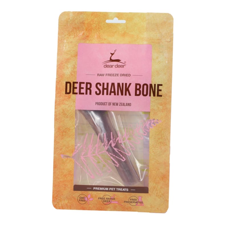 Freeze-Dried Dear Deer Shank Bone Dog Treats & Cat Treats - All-Natural, Single Piece Chew for Dental Health - Perfect for Training Rewards and Anxiety Relief