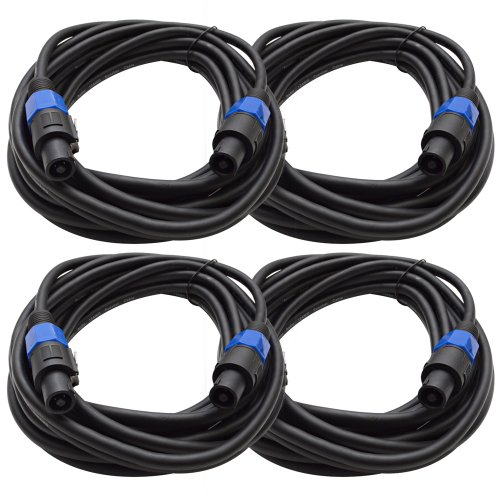 Seismic Audio TW12S25 25ft Speakon to Speakon PA DJ Speaker Cable - 12 Gauge 2-Conductor Speaker Wire (Pack of 4) - Perfect for Live Sound, Stage Performances & Professional DJ Setups