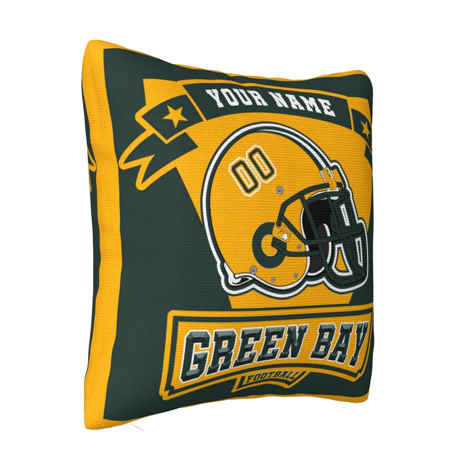 Custom Green Bay Throw Pillow Cover - Personalized with Name & Number - Soft Decorative Couch Pillow Case for Sofa, Bedroom & Home Decor - Perfect Gift for Packers Fans & Football Lovers