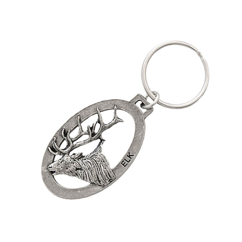 Handmade Pewter Elk Head Keychain - 2