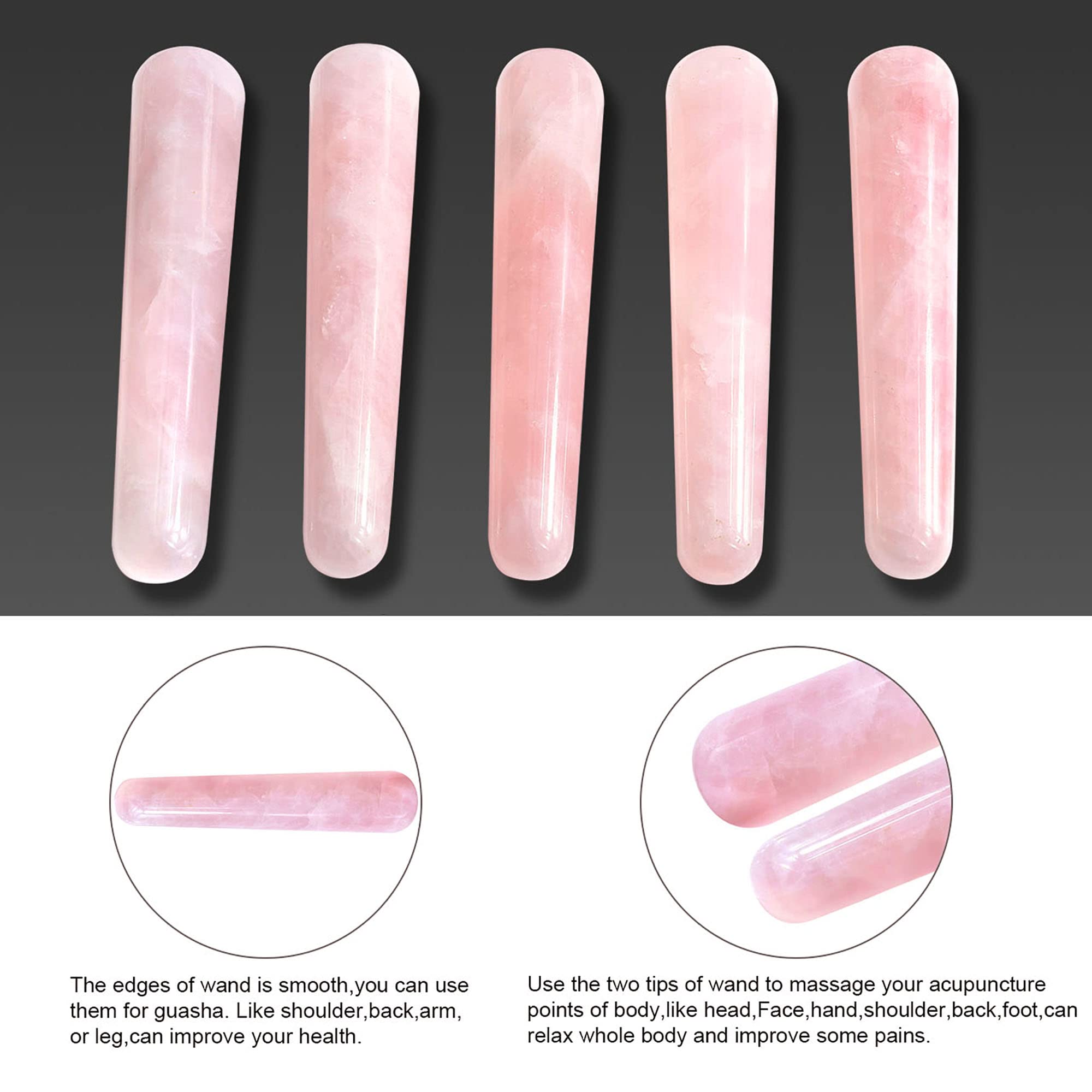 Jovivi Handmade Natural Rose Quartz Gua Sha Massage Tool - Facial & Body Scraping Therapy, Acupuncture Stick Point Relief, Relaxing Mother's Day Gift - Perfect for Skincare Routine & Stress Relief