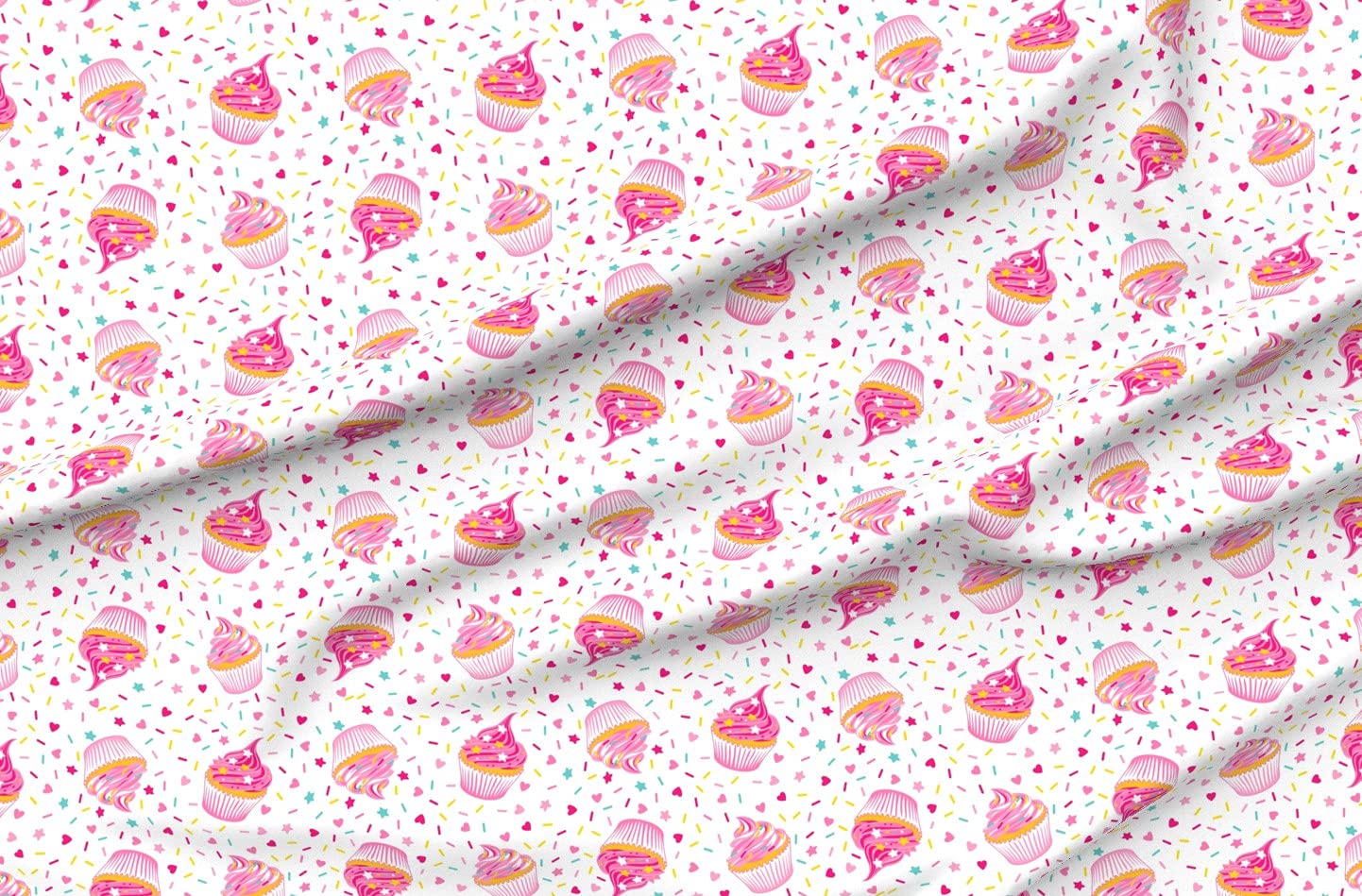 Premium Cupcake Sprinkle Pie Dessert Printed Satin Fabric by The Yard - Perfect for Sewing, Apparel, Fashion Blankets & Home Decor | DIY Crafts, Quilting, Curtains & Upholstery Projects