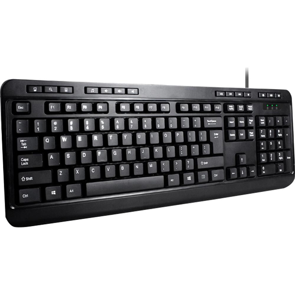 Adesso Spill-Resistant Multimedia USB Keyboard - AKB 132UB - Ergonomic Design for Office, Gaming & Home Use