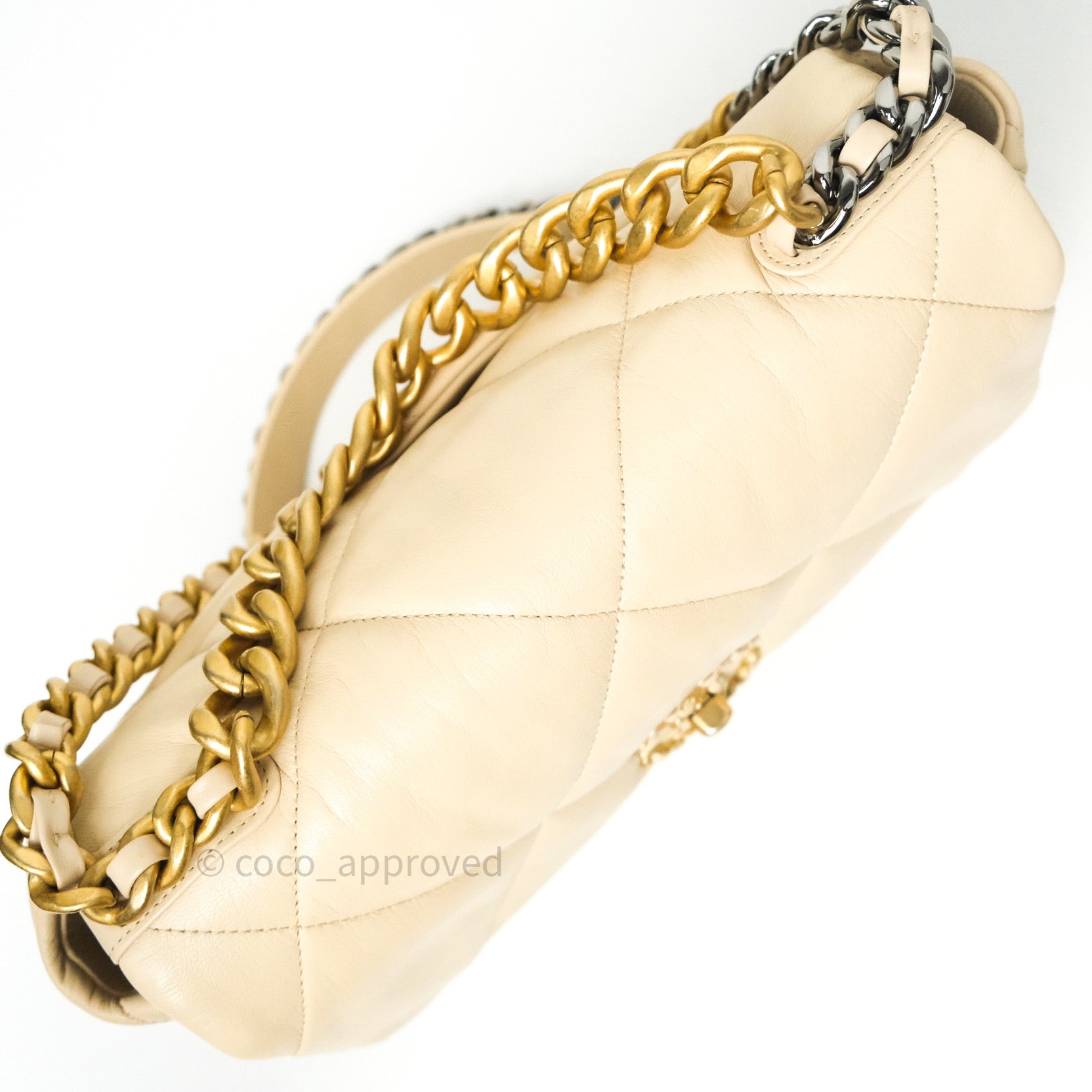 Chanel 19 Medium Flap Bag in Beige Goatskin Leather with Mixed Hardware - Luxury Handbag for Women, Perfect for Work, Date Night & Special Occasions